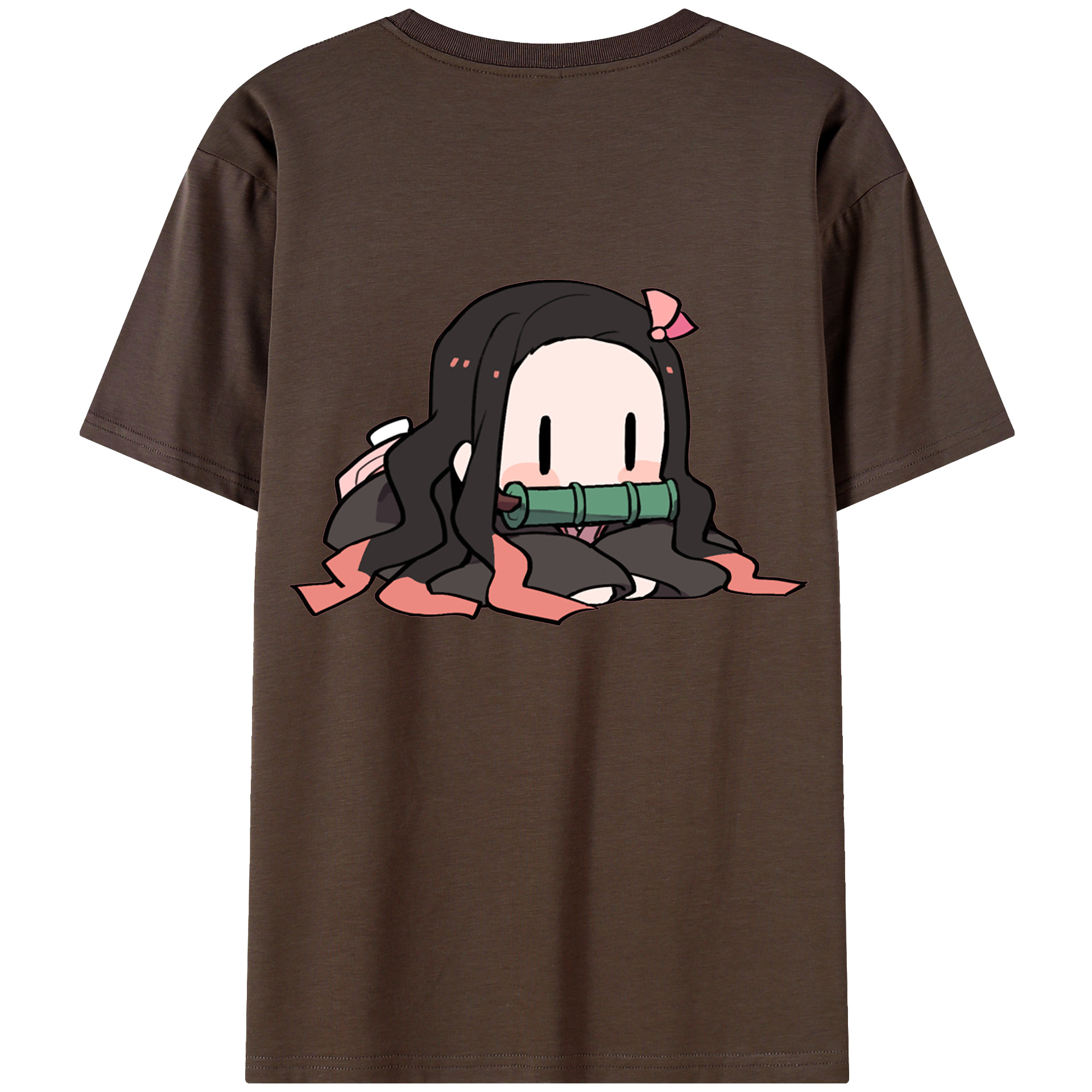 （画像用） 鬼滅の刃（きめつのやいば）竈門 禰󠄀豆子／かまど ねずこ Kamado Nezuko 綿100％半袖Tシャツ（背面プリント）