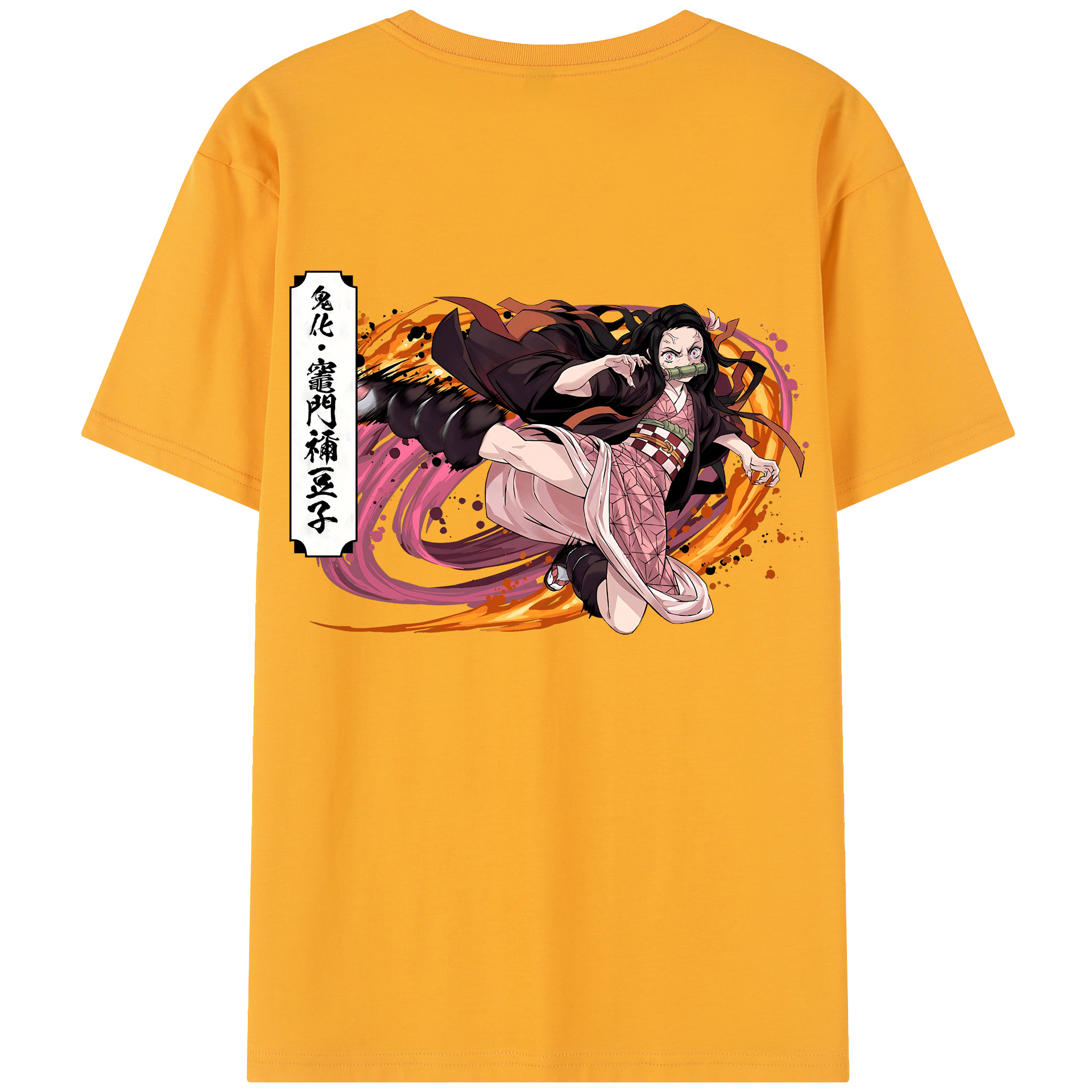 （画像用） 鬼滅の刃（きめつのやいば）竈門 禰󠄀豆子／かまど ねずこ Kamado Nezuko 綿100％半袖Tシャツ（背面プリント）