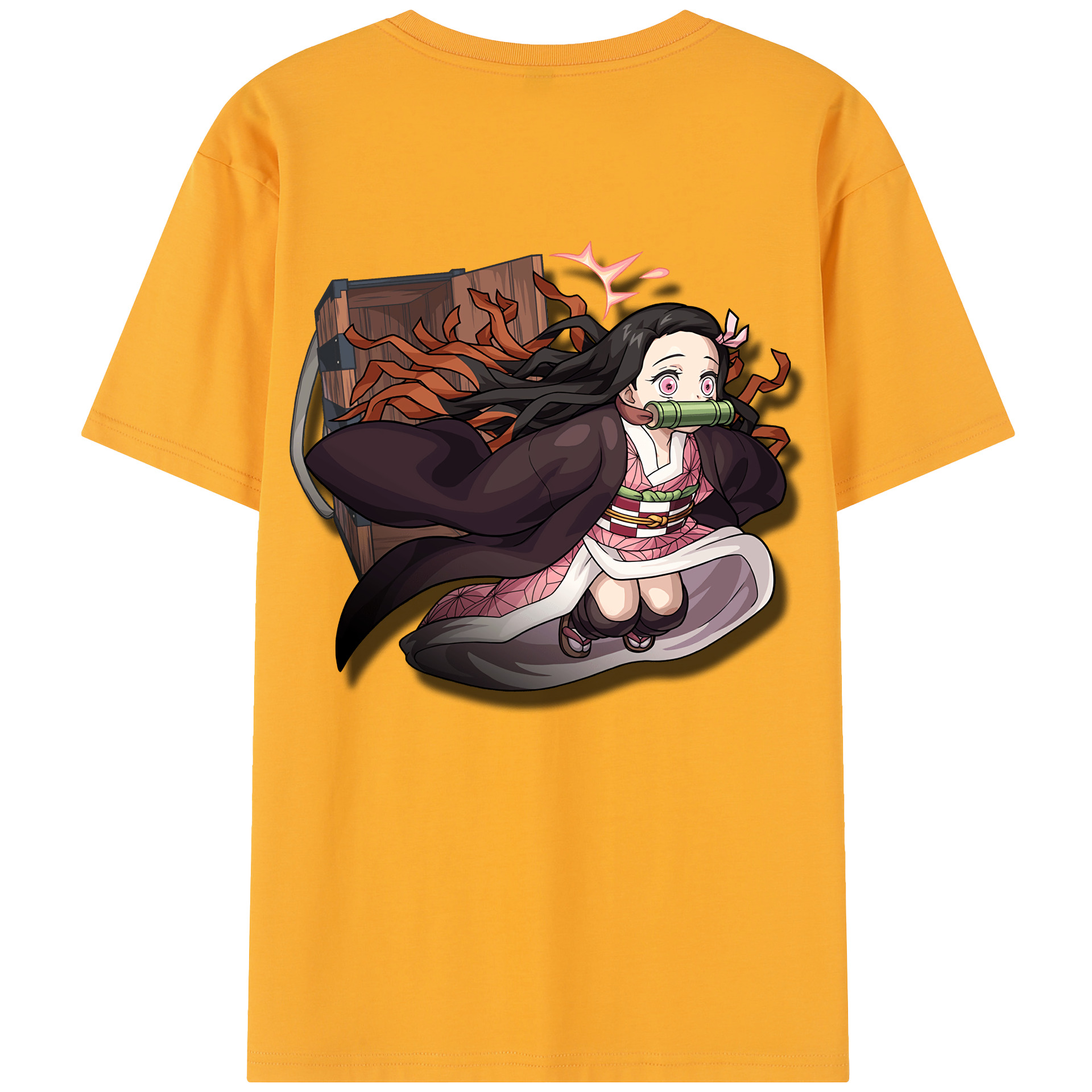 （画像用） 鬼滅の刃（きめつのやいば）竈門 禰󠄀豆子／かまど ねずこ Kamado Nezuko 綿100％半袖Tシャツ（背面プリント）