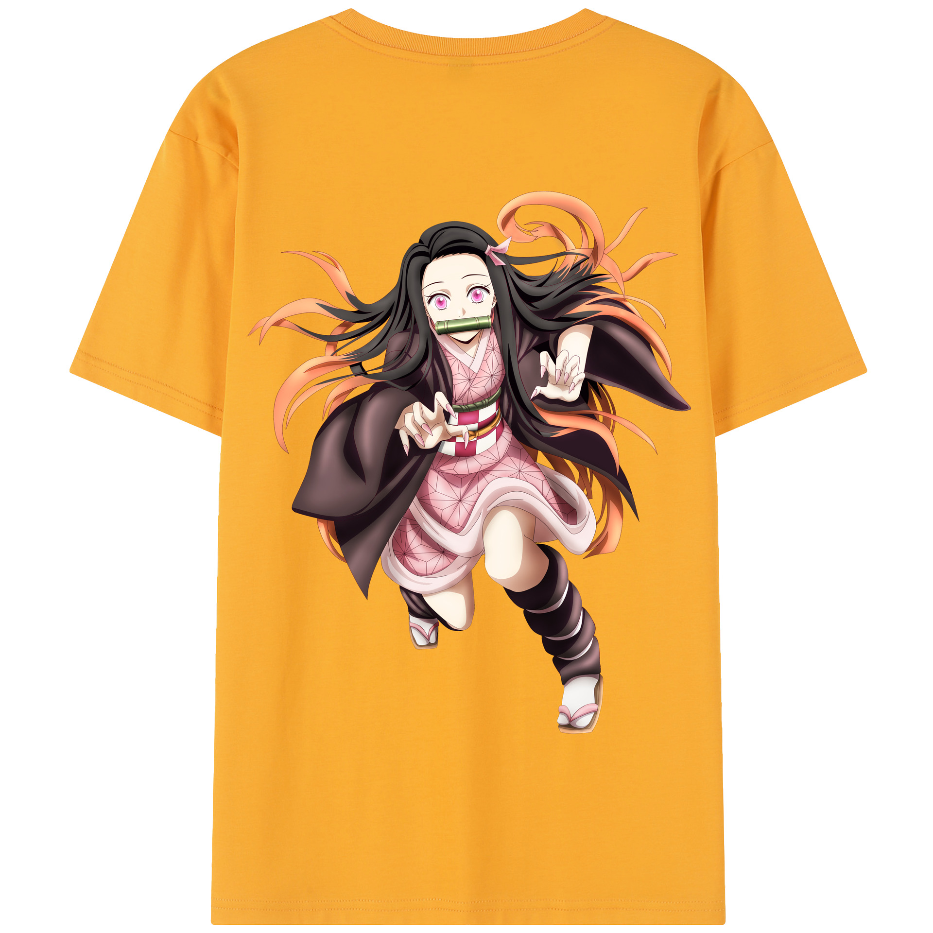 （画像用） 鬼滅の刃（きめつのやいば）竈門 禰󠄀豆子／かまど ねずこ Kamado Nezuko 綿100％半袖Tシャツ（背面プリント）