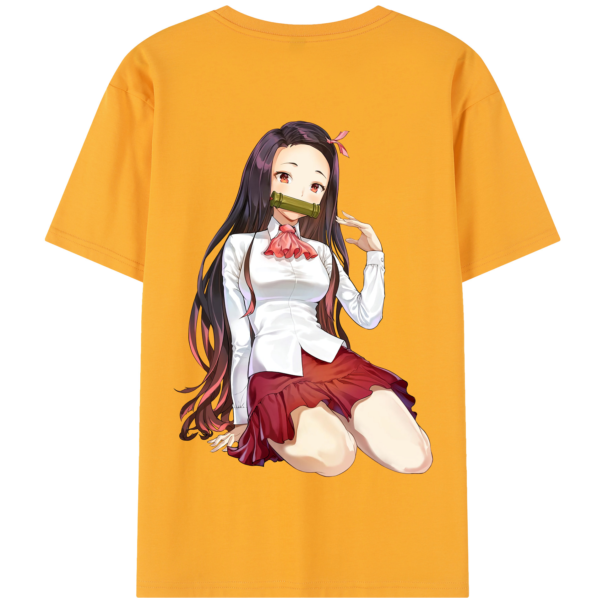 （画像用） 鬼滅の刃（きめつのやいば）竈門 禰󠄀豆子／かまど ねずこ Kamado Nezuko 綿100％半袖Tシャツ（背面プリント）