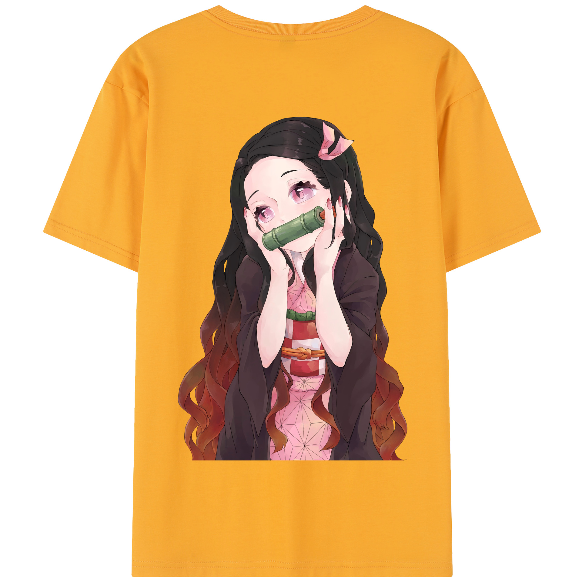 （画像用） 鬼滅の刃（きめつのやいば）竈門 禰󠄀豆子／かまど ねずこ Kamado Nezuko 綿100％半袖Tシャツ（背面プリント）