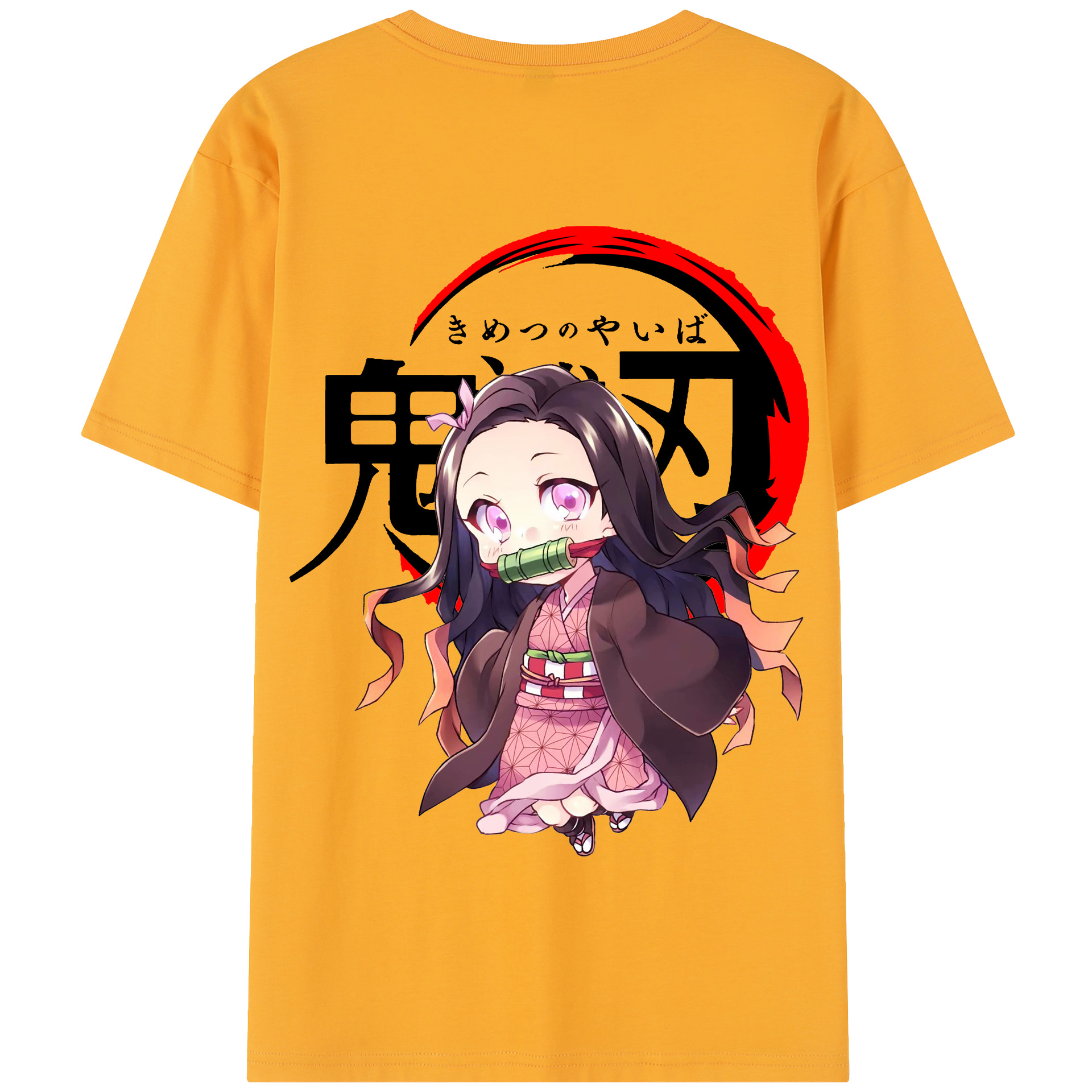 （画像用） 鬼滅の刃（きめつのやいば）竈門 禰󠄀豆子／かまど ねずこ Kamado Nezuko 綿100％半袖Tシャツ（背面プリント）