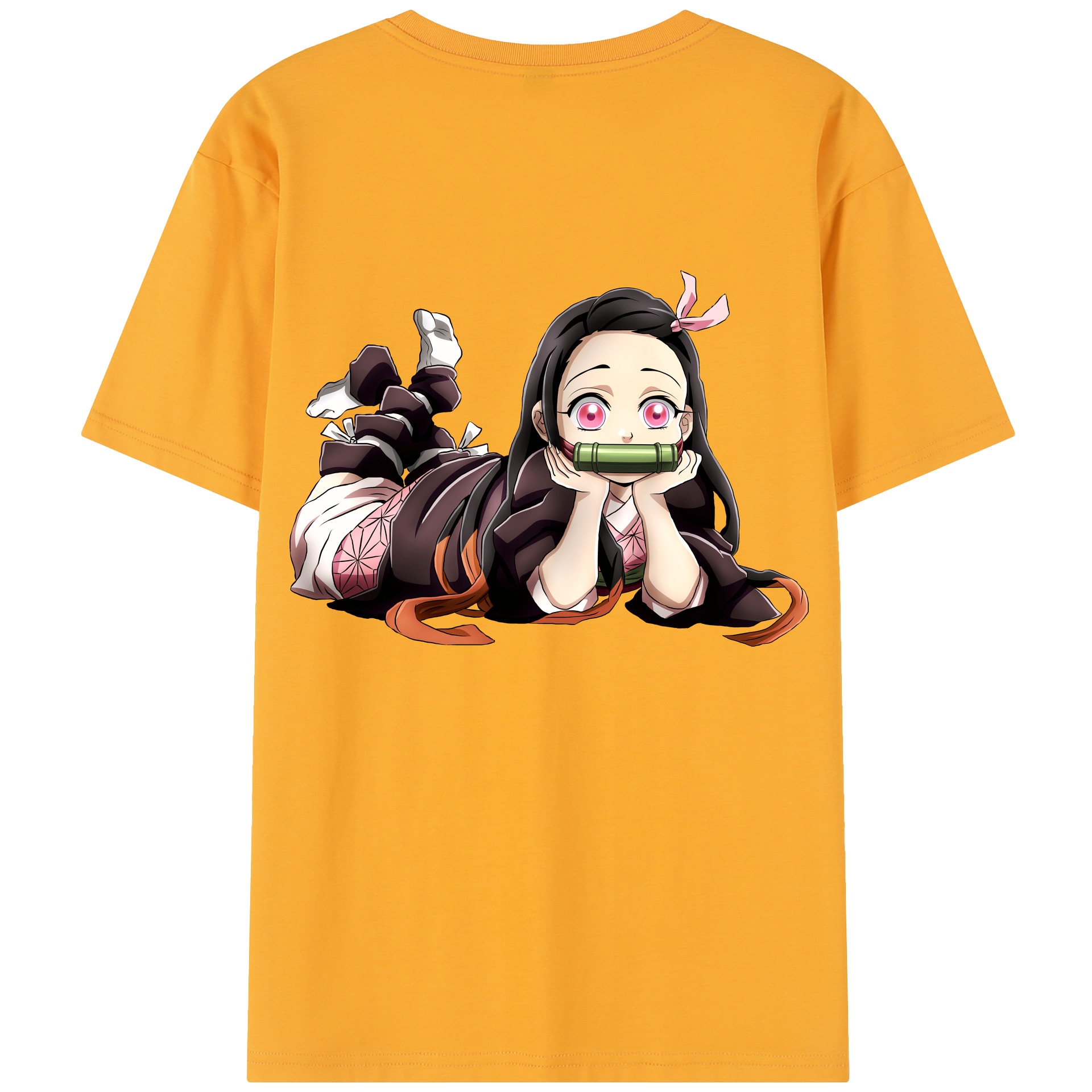 （画像用） 鬼滅の刃（きめつのやいば）竈門 禰󠄀豆子／かまど ねずこ Kamado Nezuko 綿100％半袖Tシャツ（背面プリント）