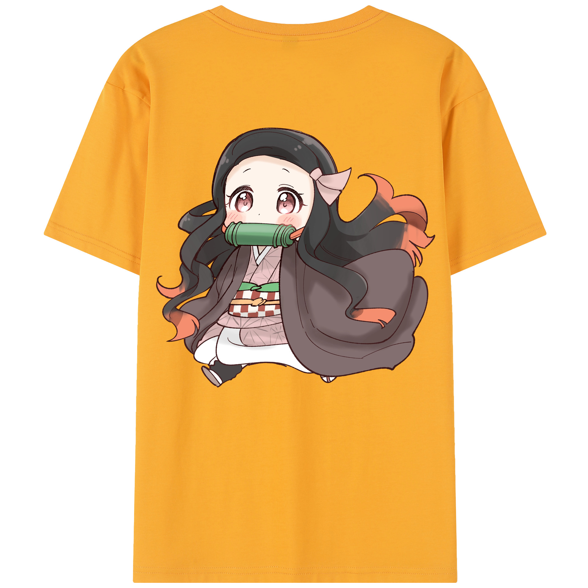 （画像用） 鬼滅の刃（きめつのやいば）竈門 禰󠄀豆子／かまど ねずこ Kamado Nezuko 綿100％半袖Tシャツ（背面プリント）