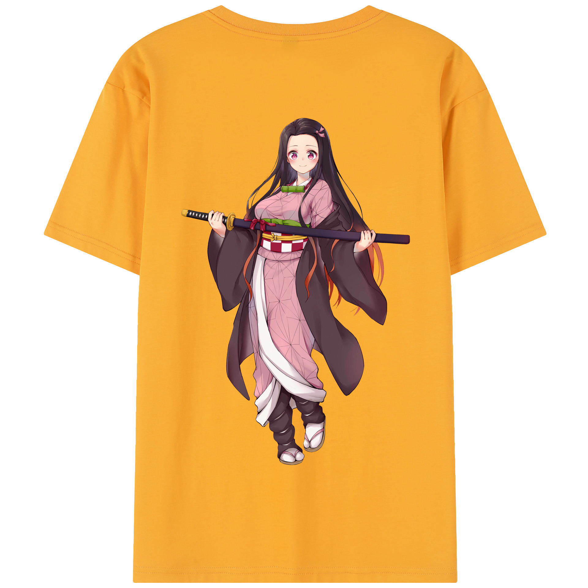 （画像用） 鬼滅の刃（きめつのやいば）竈門 禰󠄀豆子／かまど ねずこ Kamado Nezuko 綿100％半袖Tシャツ（背面プリント）