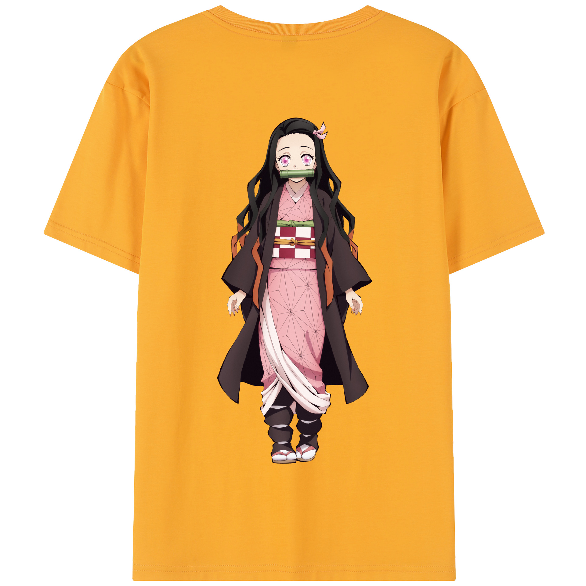（画像用） 鬼滅の刃（きめつのやいば）竈門 禰󠄀豆子／かまど ねずこ Kamado Nezuko 綿100％半袖Tシャツ（背面プリント）