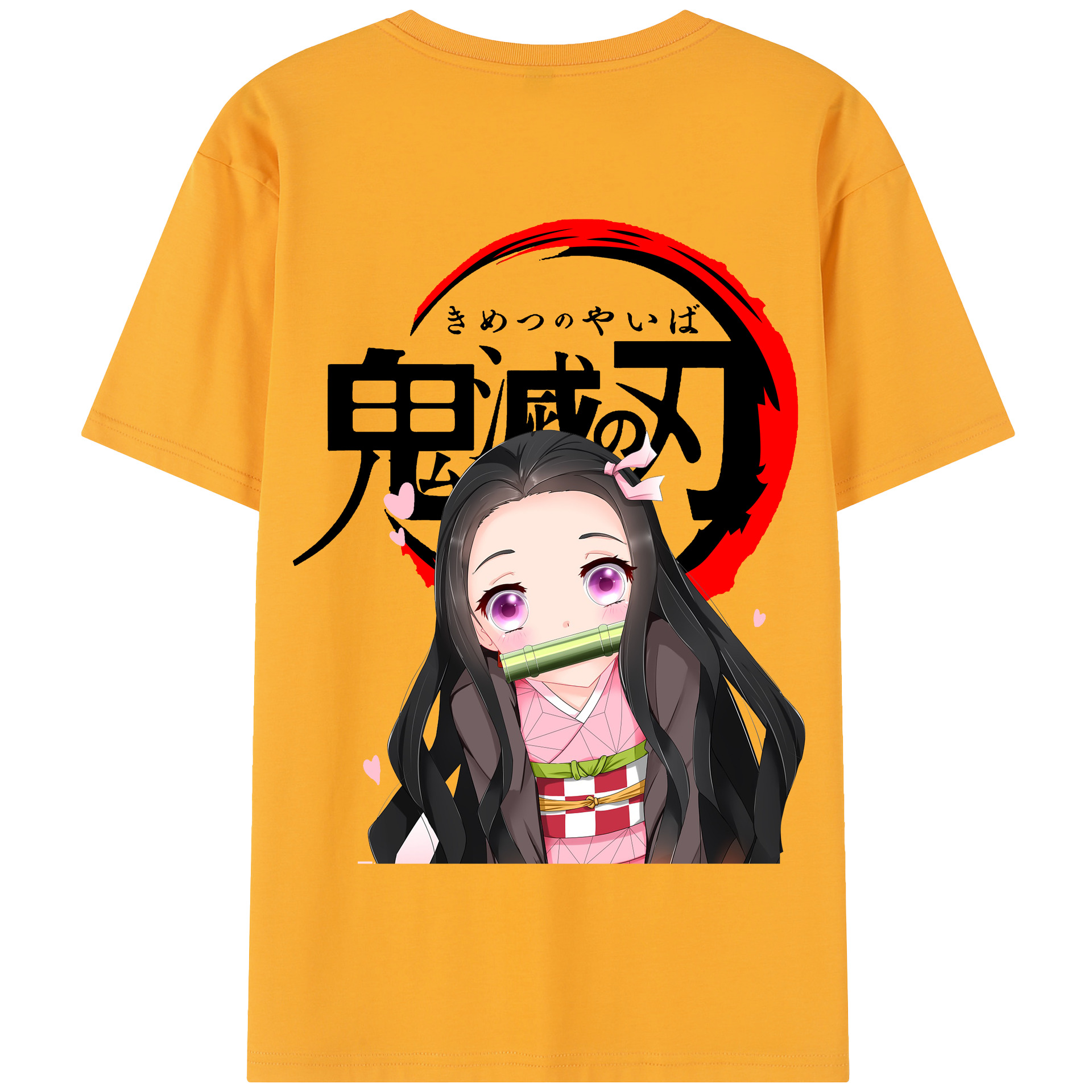 （画像用） 鬼滅の刃（きめつのやいば）竈門 禰󠄀豆子／かまど ねずこ Kamado Nezuko 綿100％半袖Tシャツ（背面プリント）