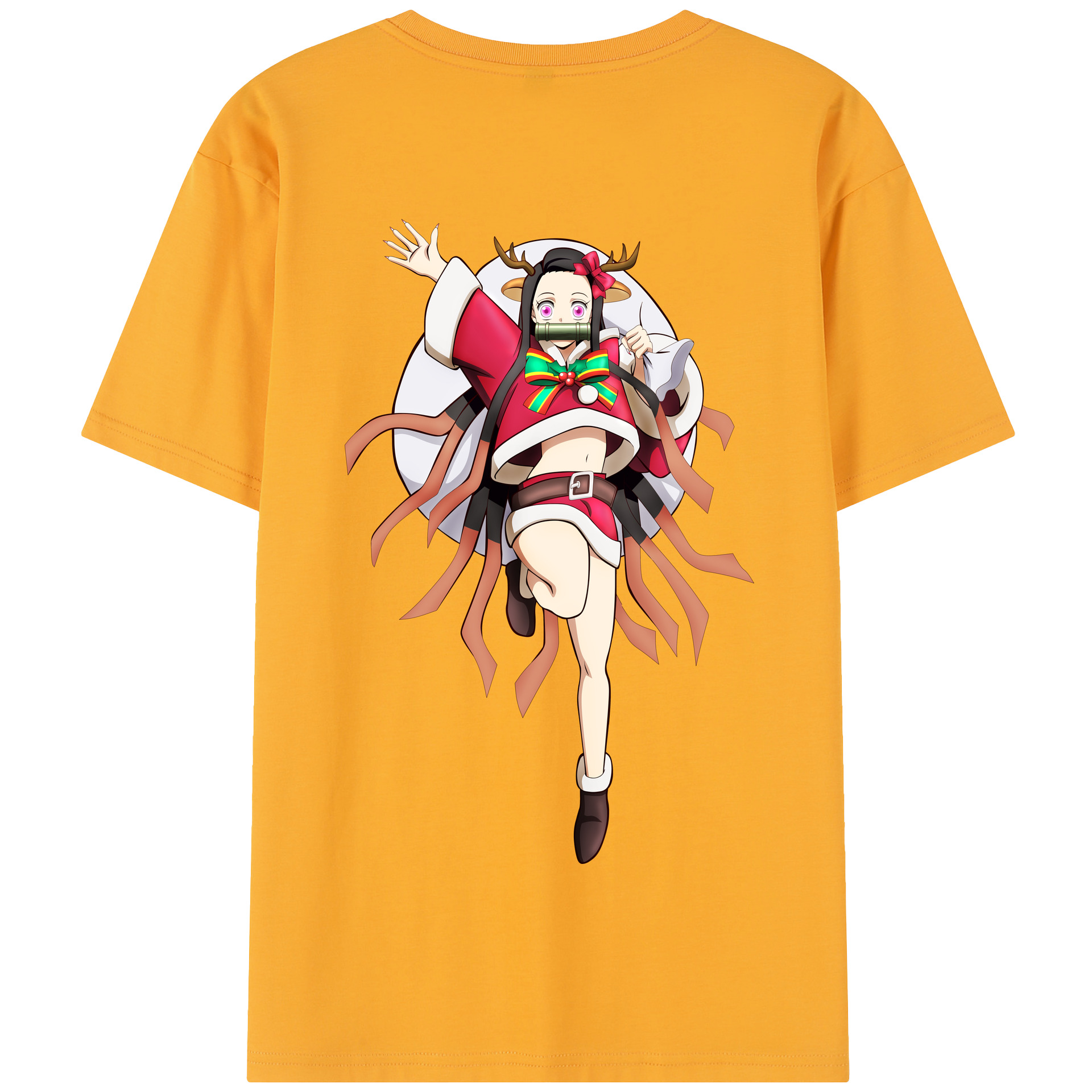 （画像用） 鬼滅の刃（きめつのやいば）竈門 禰󠄀豆子／かまど ねずこ Kamado Nezuko 綿100％半袖Tシャツ（背面プリント）