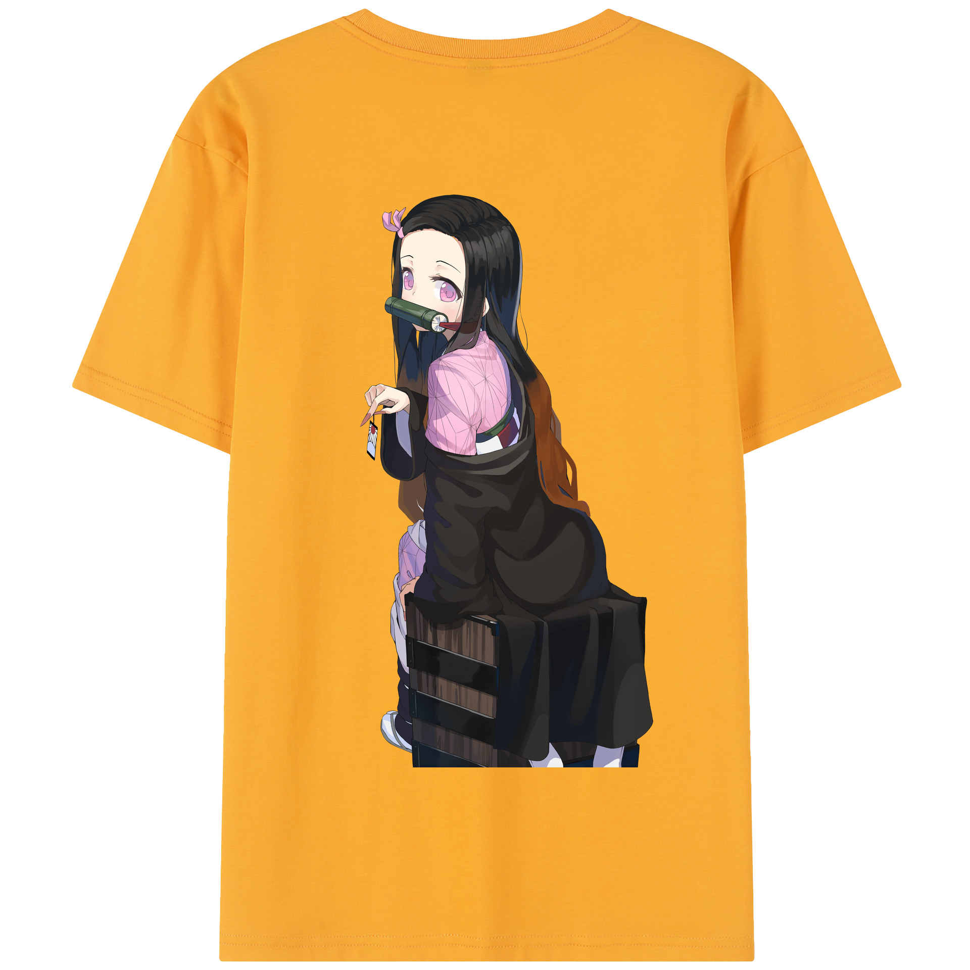 （画像用） 鬼滅の刃（きめつのやいば）竈門 禰󠄀豆子／かまど ねずこ Kamado Nezuko 綿100％半袖Tシャツ（背面プリント）
