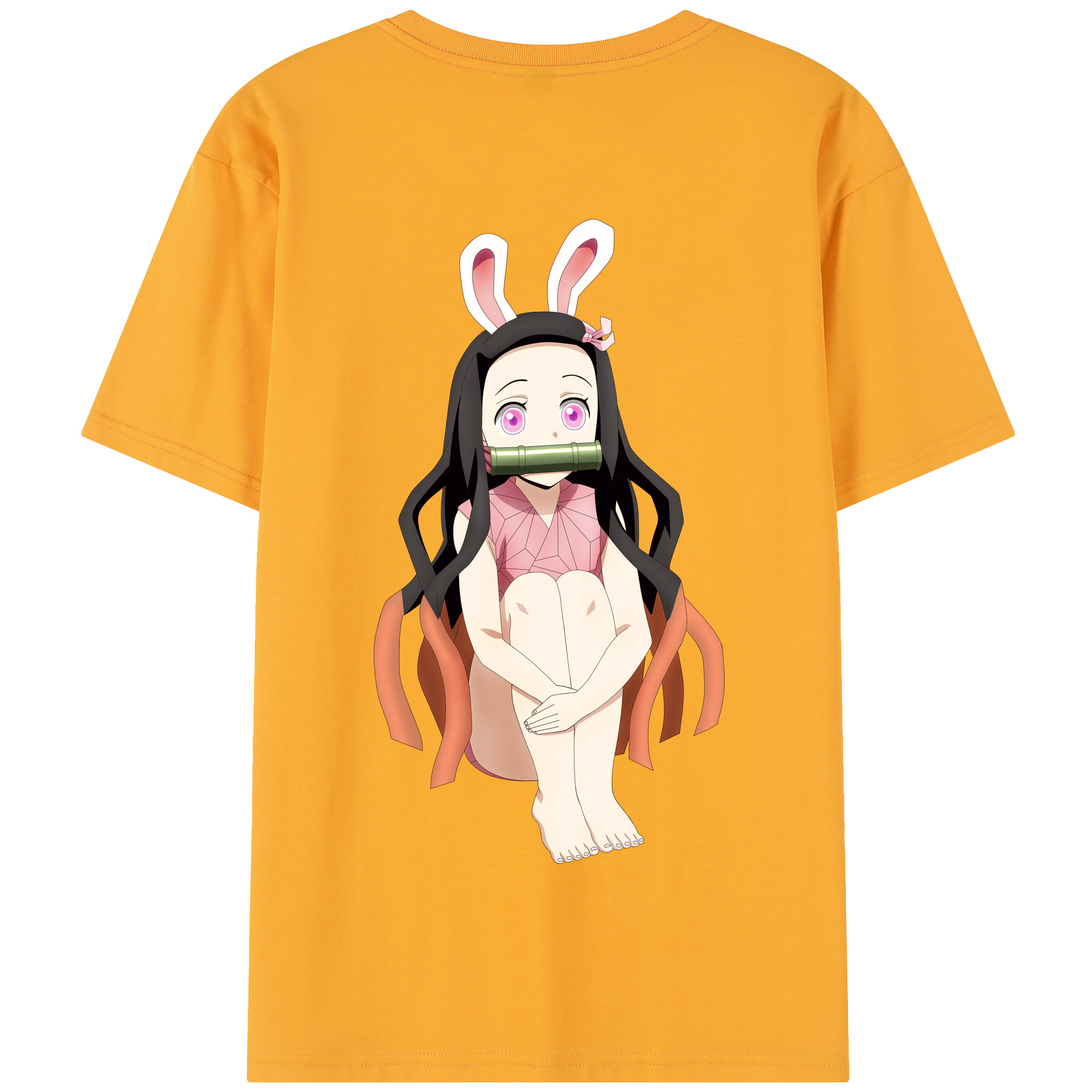 （画像用） 鬼滅の刃（きめつのやいば）竈門 禰󠄀豆子／かまど ねずこ Kamado Nezuko 綿100％半袖Tシャツ（背面プリント）