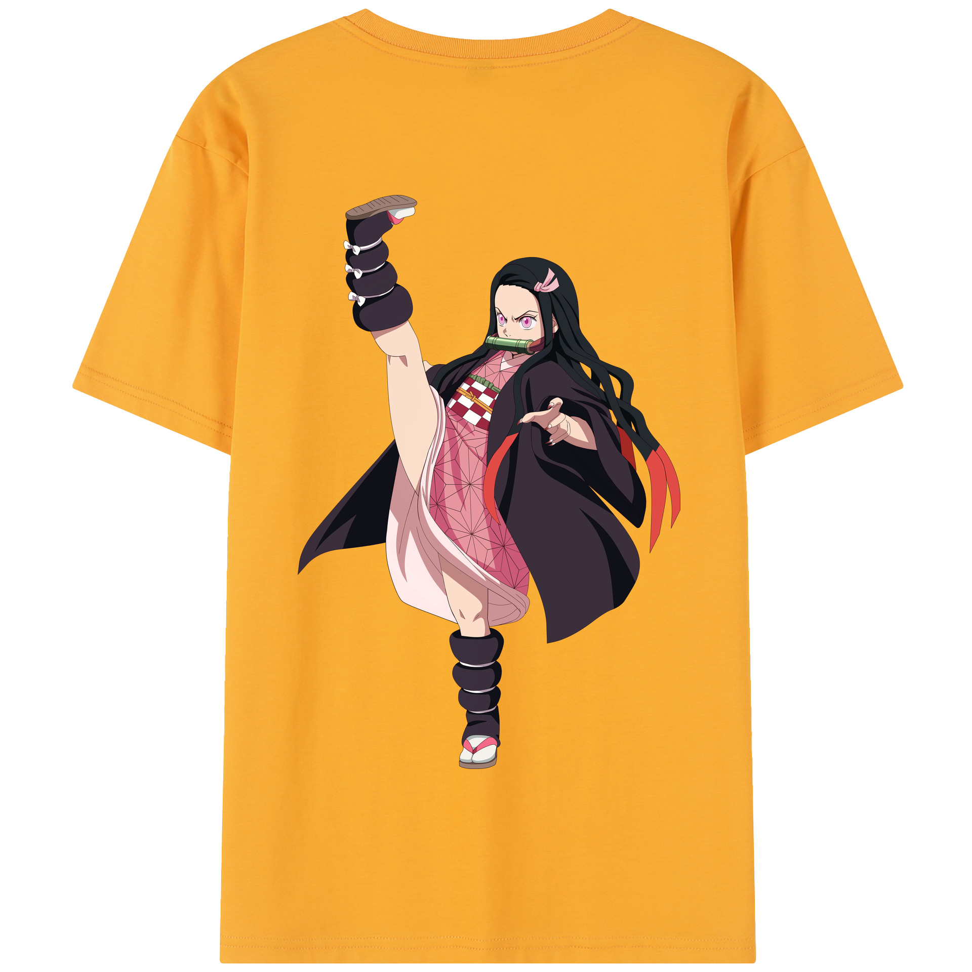 （画像用） 鬼滅の刃（きめつのやいば）竈門 禰󠄀豆子／かまど ねずこ Kamado Nezuko 綿100％半袖Tシャツ（背面プリント）