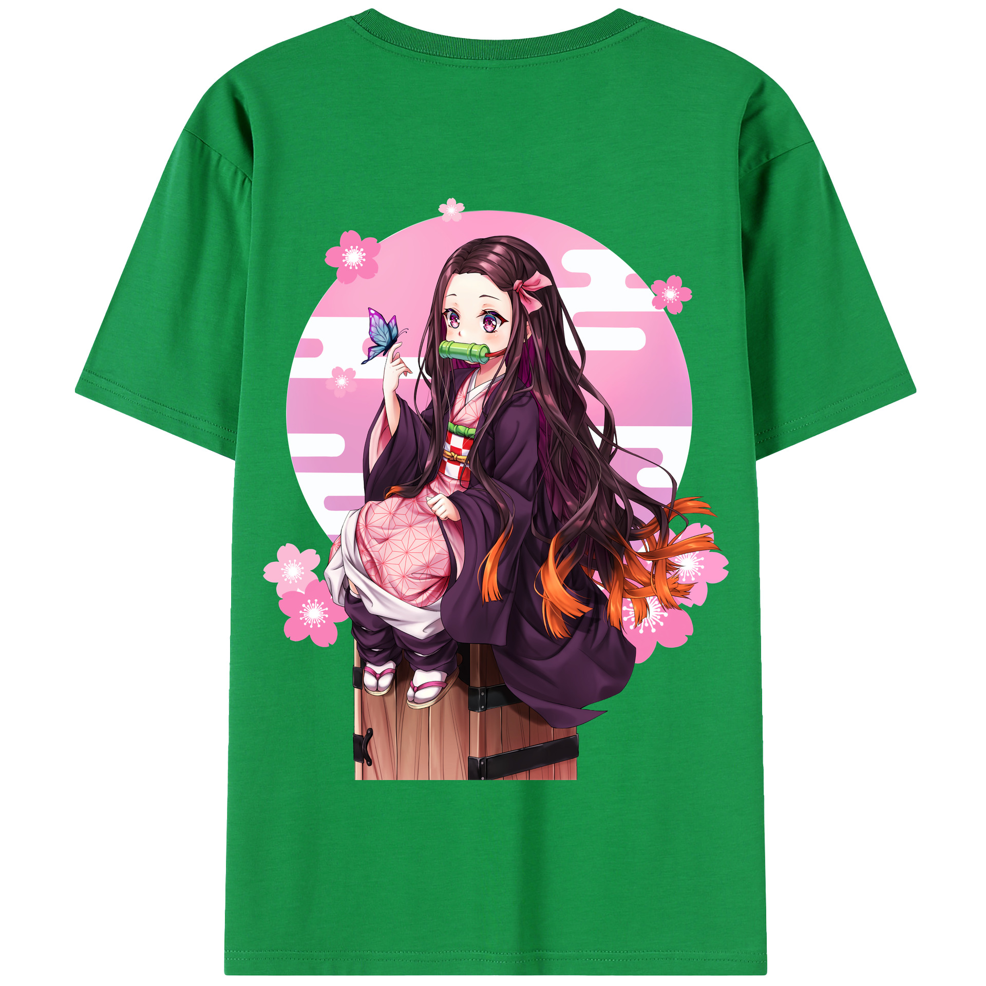 （画像用） 鬼滅の刃（きめつのやいば）竈門 禰󠄀豆子／かまど ねずこ Kamado Nezuko 綿100％半袖Tシャツ（背面プリント）