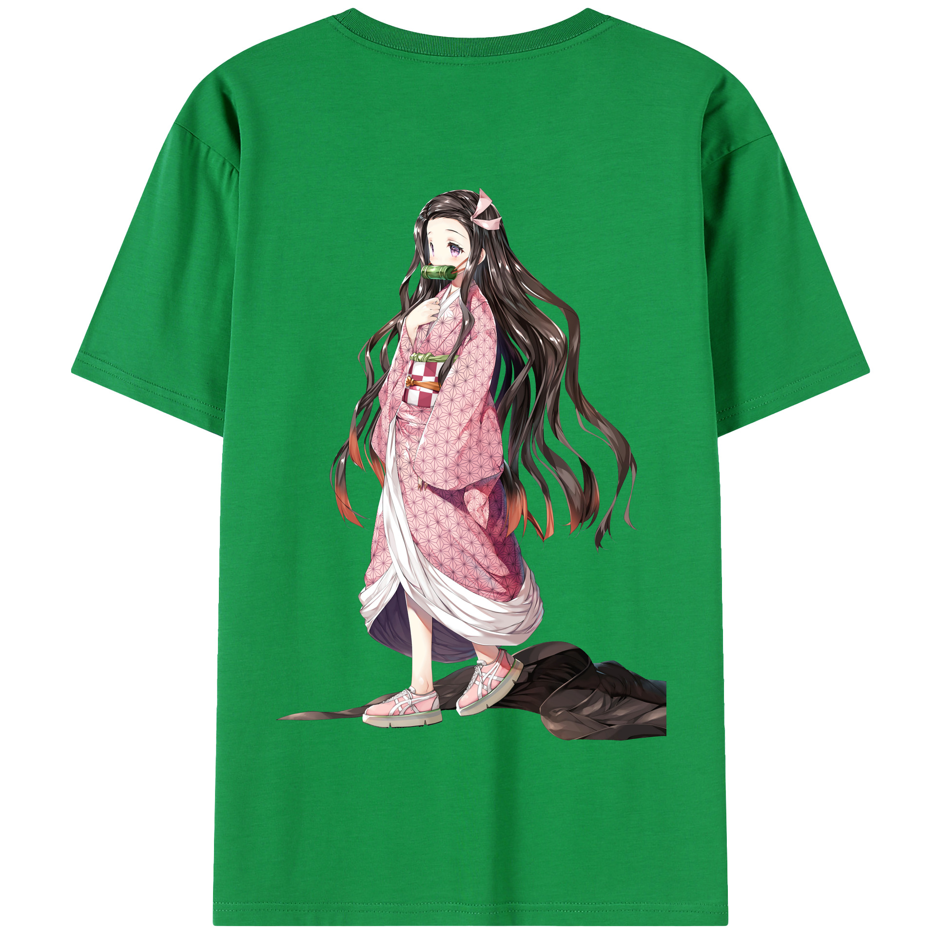 （画像用） 鬼滅の刃（きめつのやいば）竈門 禰󠄀豆子／かまど ねずこ Kamado Nezuko 綿100％半袖Tシャツ（背面プリント）