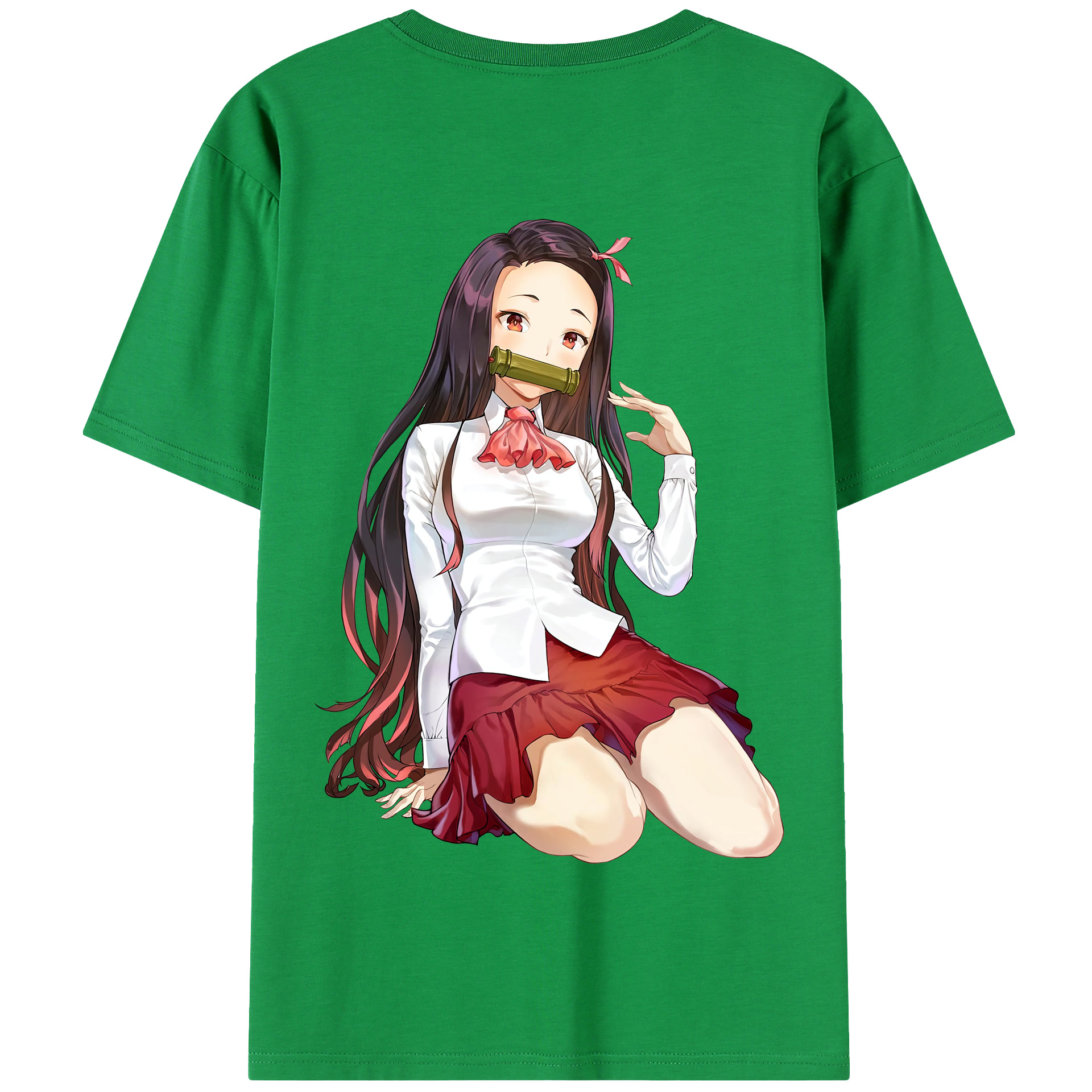 （画像用） 鬼滅の刃（きめつのやいば）竈門 禰󠄀豆子／かまど ねずこ Kamado Nezuko 綿100％半袖Tシャツ（背面プリント）
