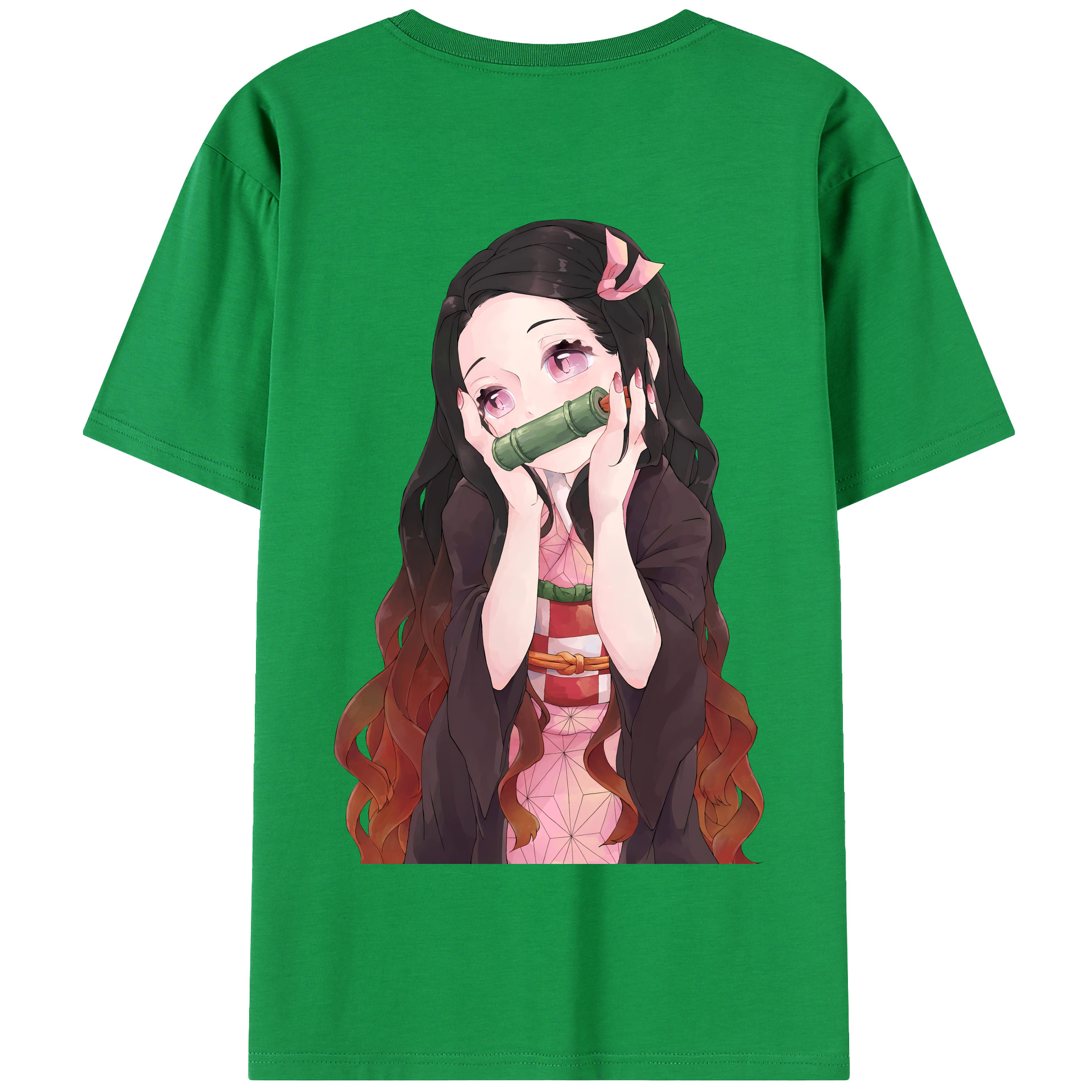 （画像用） 鬼滅の刃（きめつのやいば）竈門 禰󠄀豆子／かまど ねずこ Kamado Nezuko 綿100％半袖Tシャツ（背面プリント）