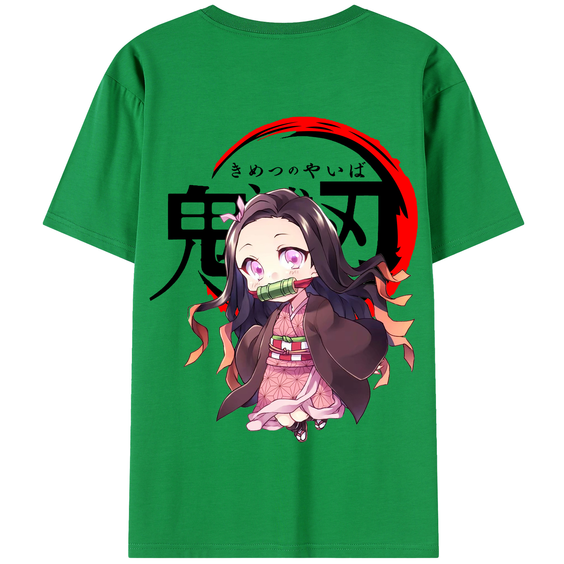 （画像用） 鬼滅の刃（きめつのやいば）竈門 禰󠄀豆子／かまど ねずこ Kamado Nezuko 綿100％半袖Tシャツ（背面プリント）