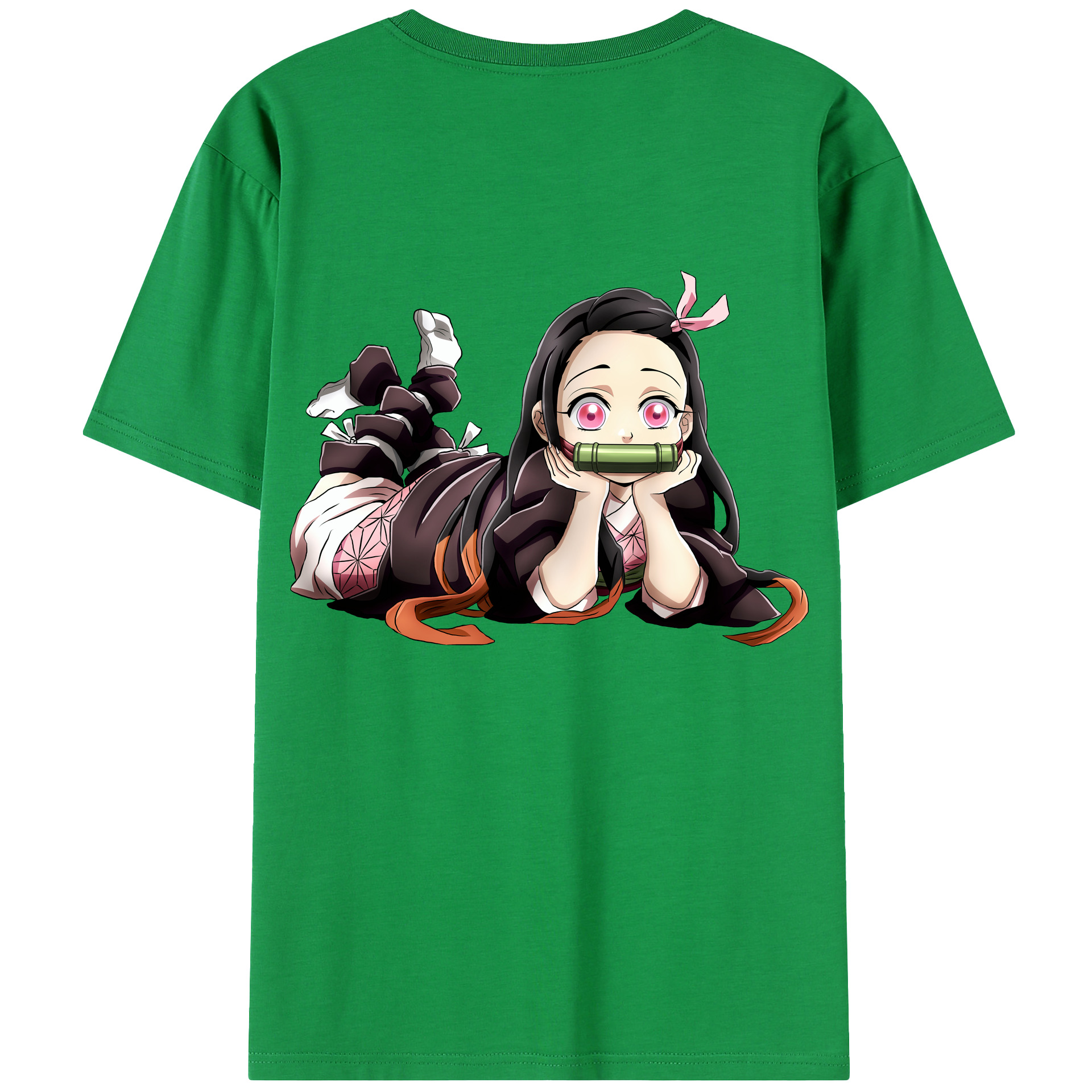 （画像用） 鬼滅の刃（きめつのやいば）竈門 禰󠄀豆子／かまど ねずこ Kamado Nezuko 綿100％半袖Tシャツ（背面プリント）