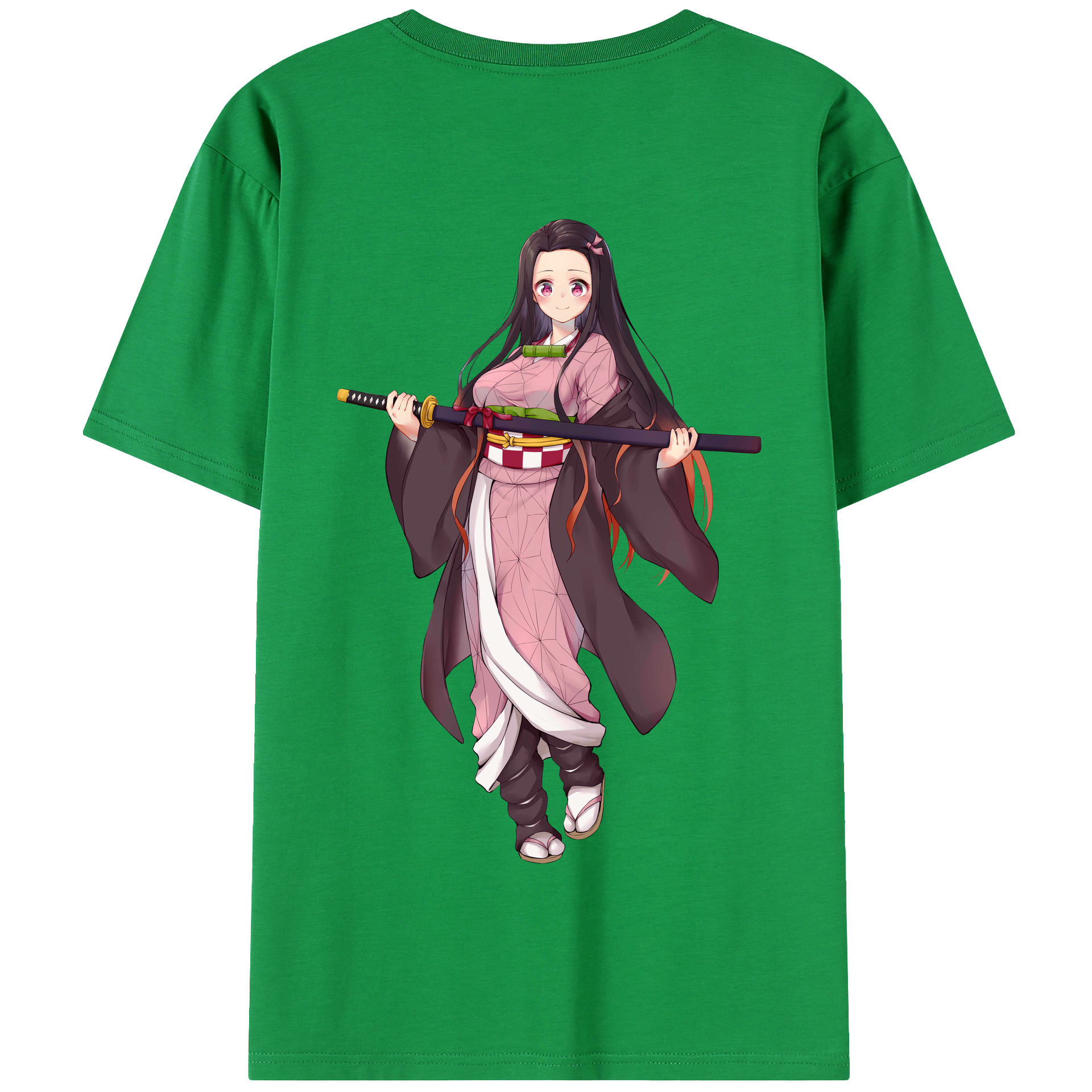 （画像用） 鬼滅の刃（きめつのやいば）竈門 禰󠄀豆子／かまど ねずこ Kamado Nezuko 綿100％半袖Tシャツ（背面プリント）