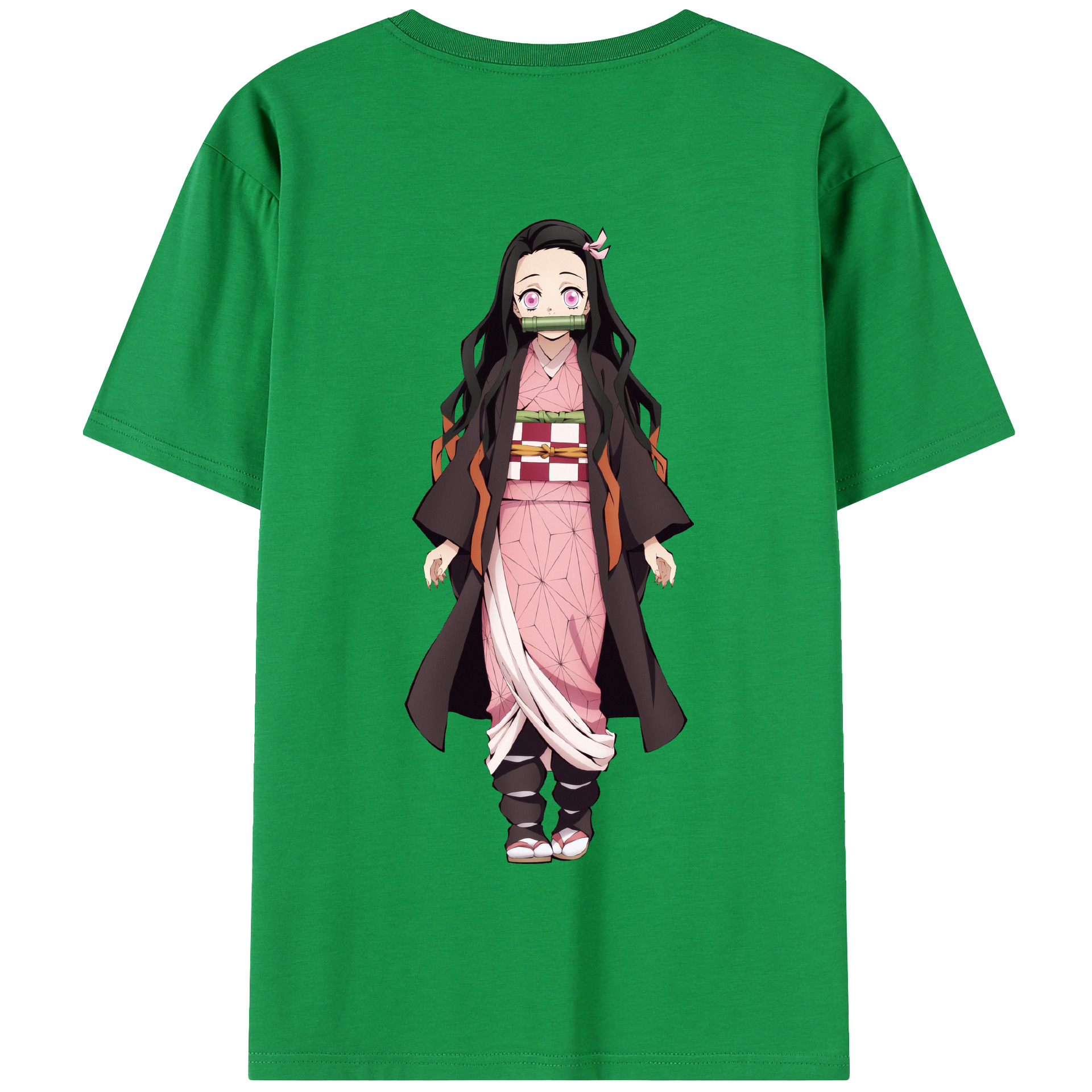 （画像用） 鬼滅の刃（きめつのやいば）竈門 禰󠄀豆子／かまど ねずこ Kamado Nezuko 綿100％半袖Tシャツ（背面プリント）