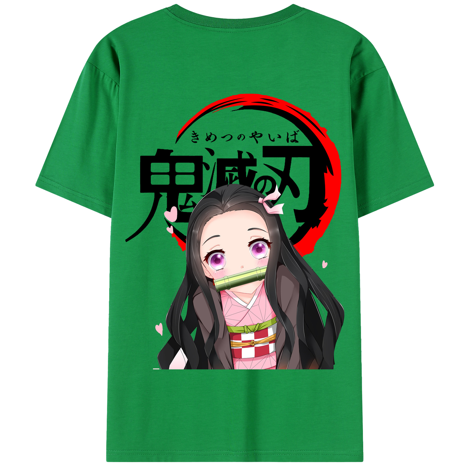 （画像用） 鬼滅の刃（きめつのやいば）竈門 禰󠄀豆子／かまど ねずこ Kamado Nezuko 綿100％半袖Tシャツ（背面プリント）
