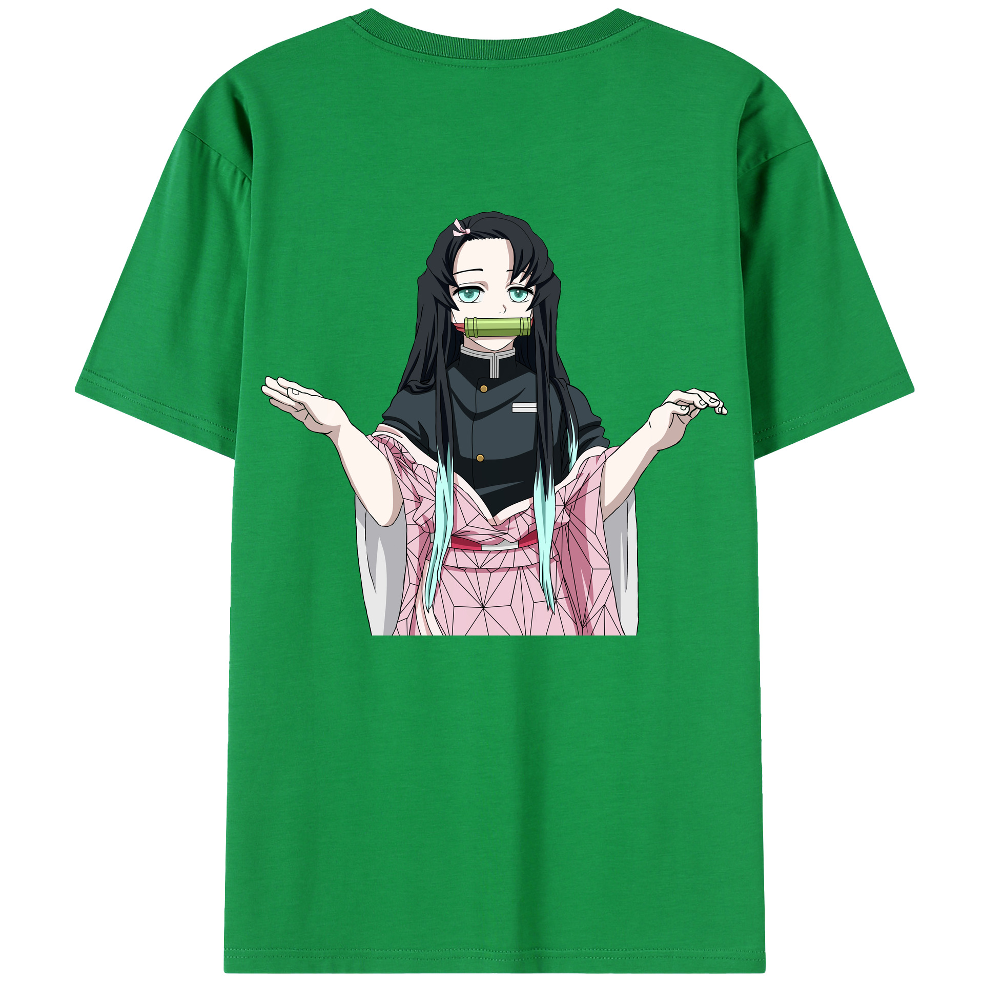 （画像用） 鬼滅の刃（きめつのやいば）竈門 禰󠄀豆子／かまど ねずこ Kamado Nezuko 綿100％半袖Tシャツ（背面プリント）
