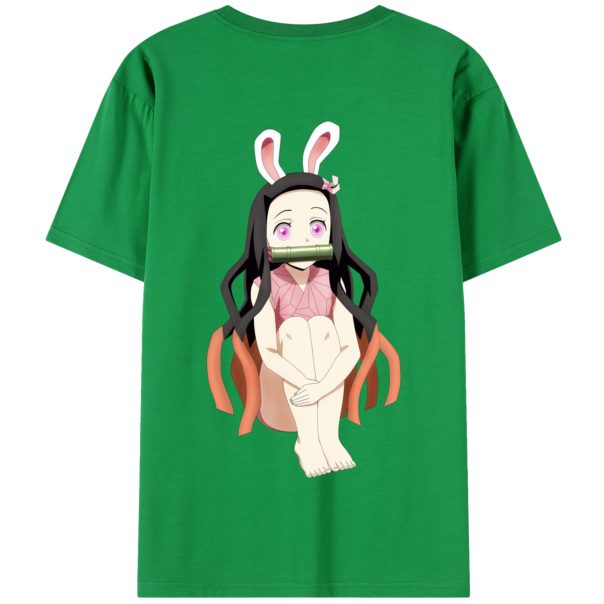 （画像用） 鬼滅の刃（きめつのやいば）竈門 禰󠄀豆子／かまど ねずこ Kamado Nezuko 綿100％半袖Tシャツ（背面プリント）