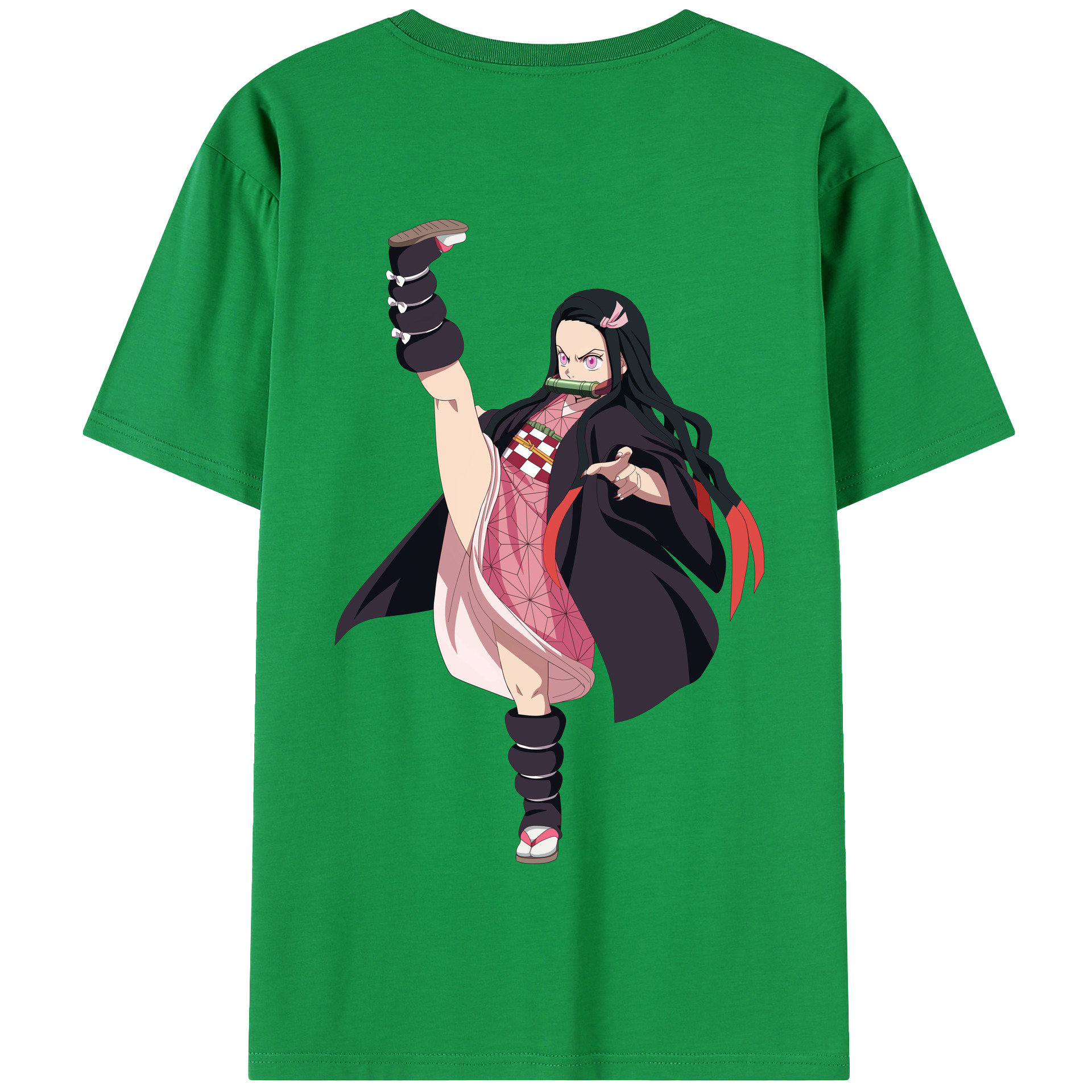 （画像用） 鬼滅の刃（きめつのやいば）竈門 禰󠄀豆子／かまど ねずこ Kamado Nezuko 綿100％半袖Tシャツ（背面プリント）
