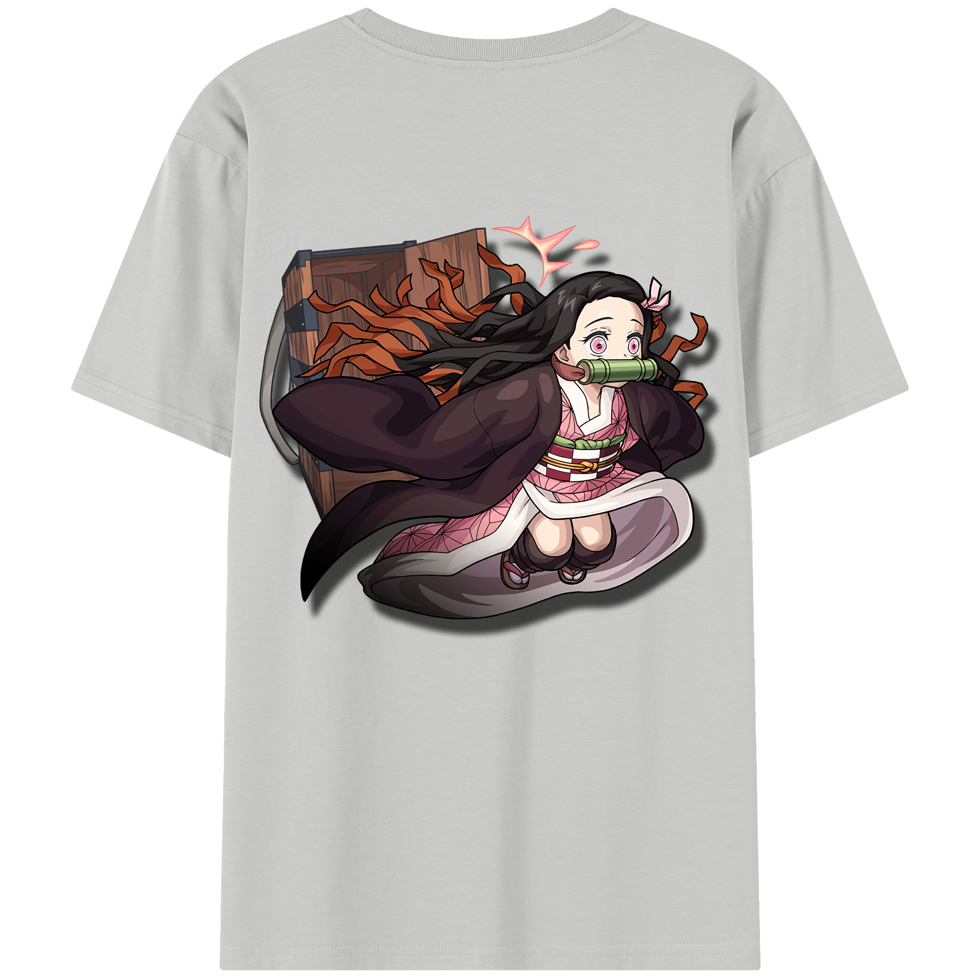（画像用） 鬼滅の刃（きめつのやいば）竈門 禰󠄀豆子／かまど ねずこ Kamado Nezuko 綿100％半袖Tシャツ（背面プリント）