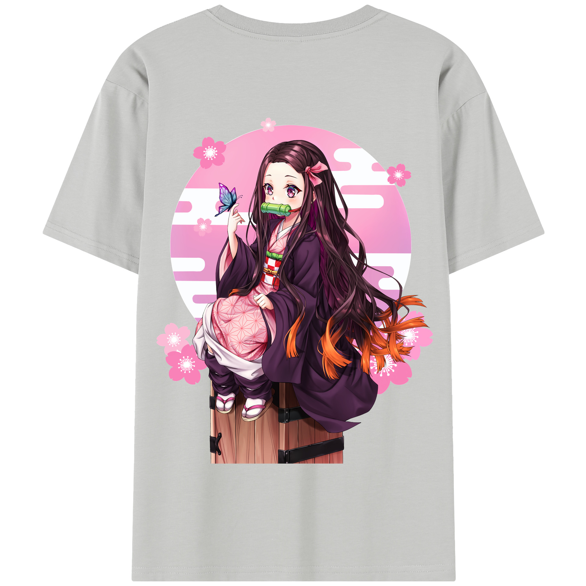 （画像用） 鬼滅の刃（きめつのやいば）竈門 禰󠄀豆子／かまど ねずこ Kamado Nezuko 綿100％半袖Tシャツ（背面プリント）