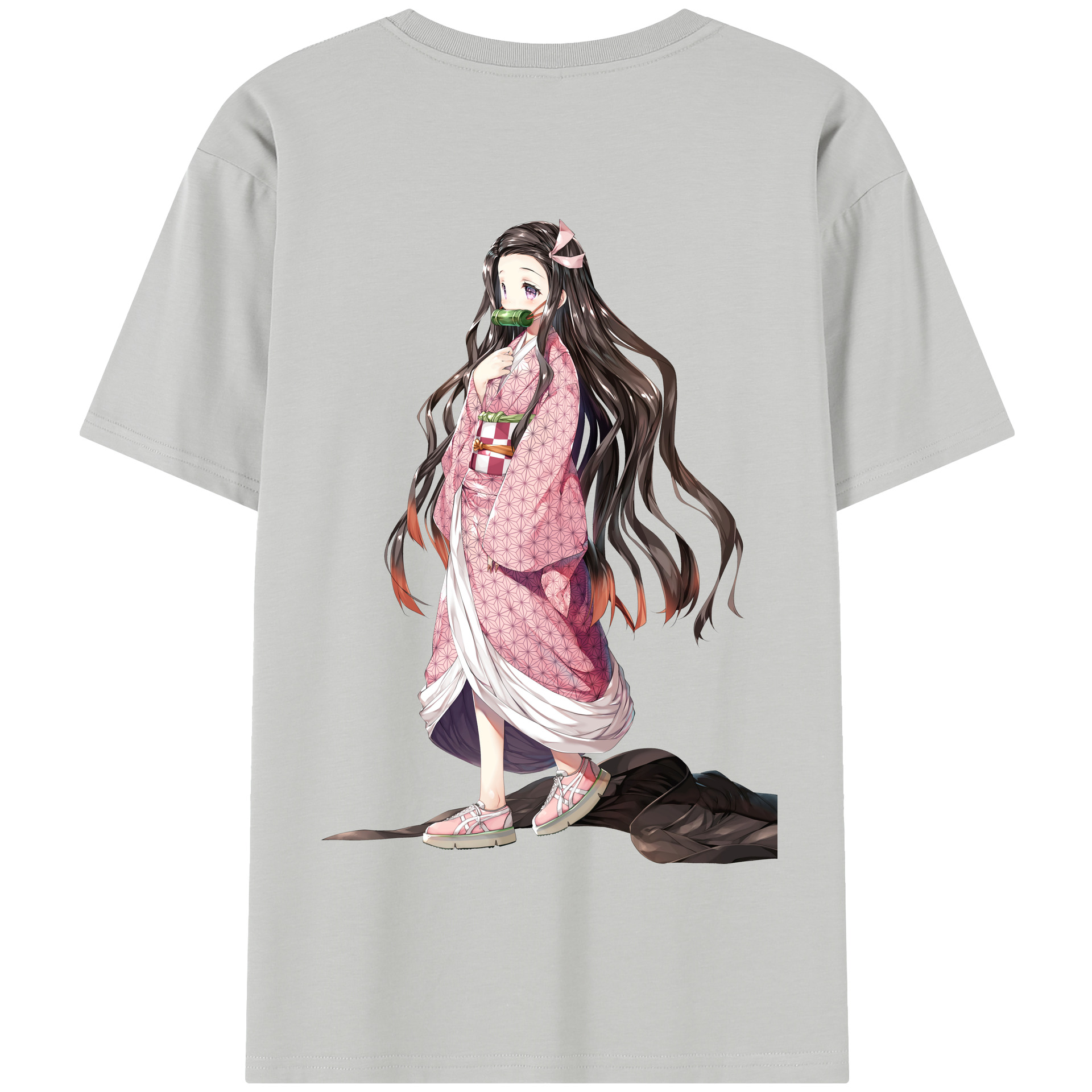 （画像用） 鬼滅の刃（きめつのやいば）竈門 禰󠄀豆子／かまど ねずこ Kamado Nezuko 綿100％半袖Tシャツ（背面プリント）