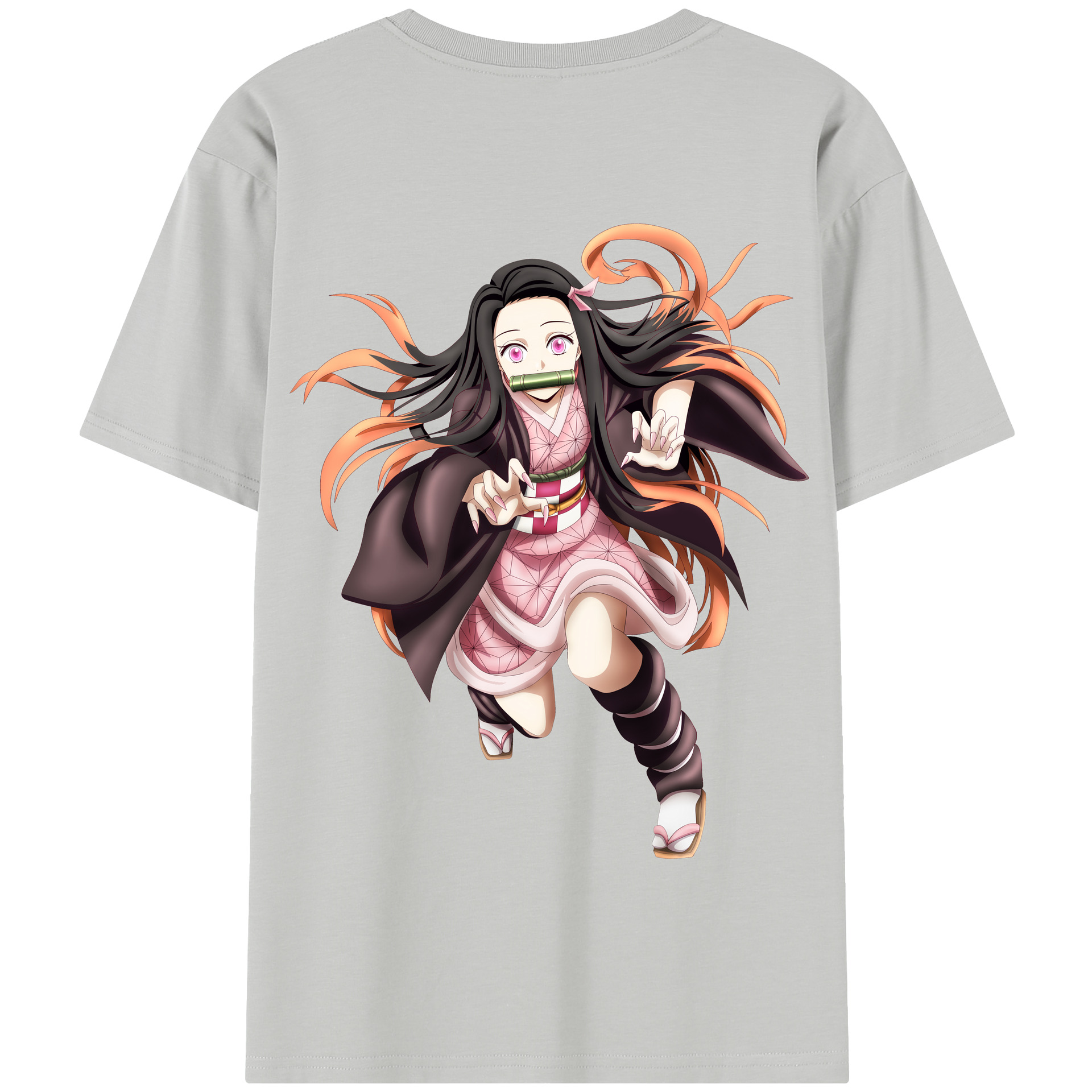 （画像用） 鬼滅の刃（きめつのやいば）竈門 禰󠄀豆子／かまど ねずこ Kamado Nezuko 綿100％半袖Tシャツ（背面プリント）
