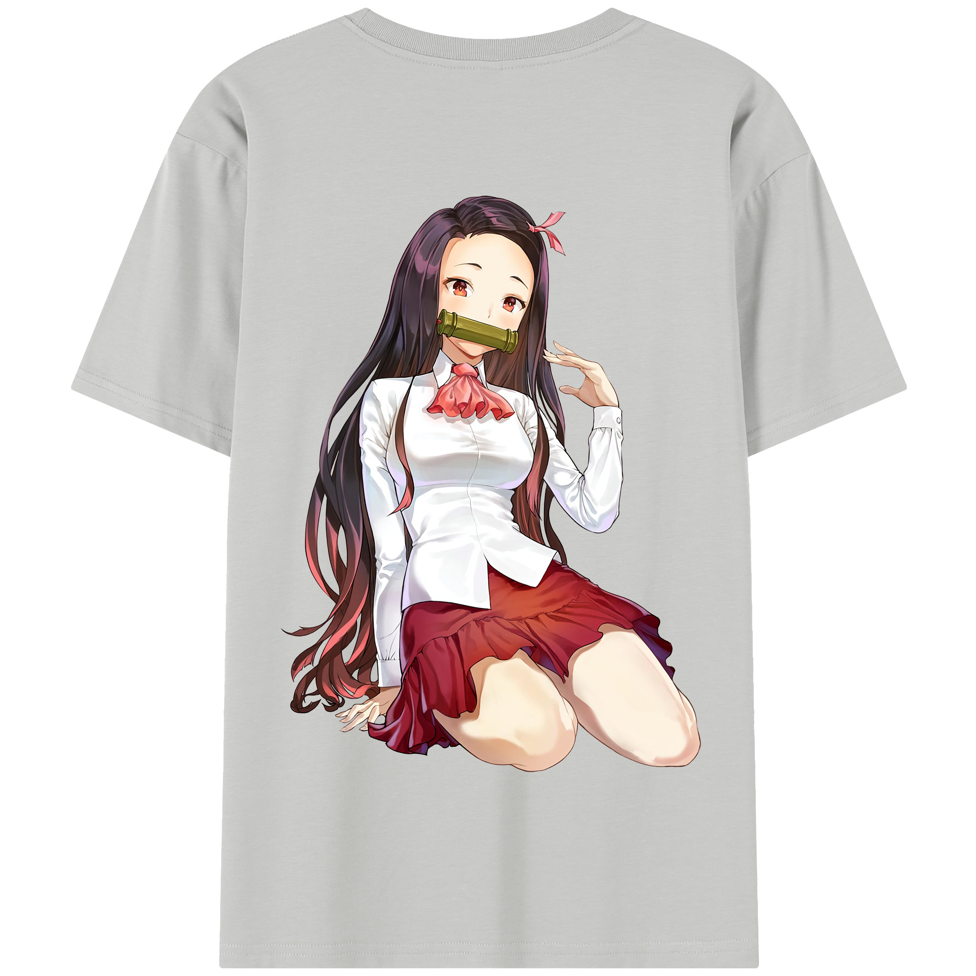 （画像用） 鬼滅の刃（きめつのやいば）竈門 禰󠄀豆子／かまど ねずこ Kamado Nezuko 綿100％半袖Tシャツ（背面プリント）