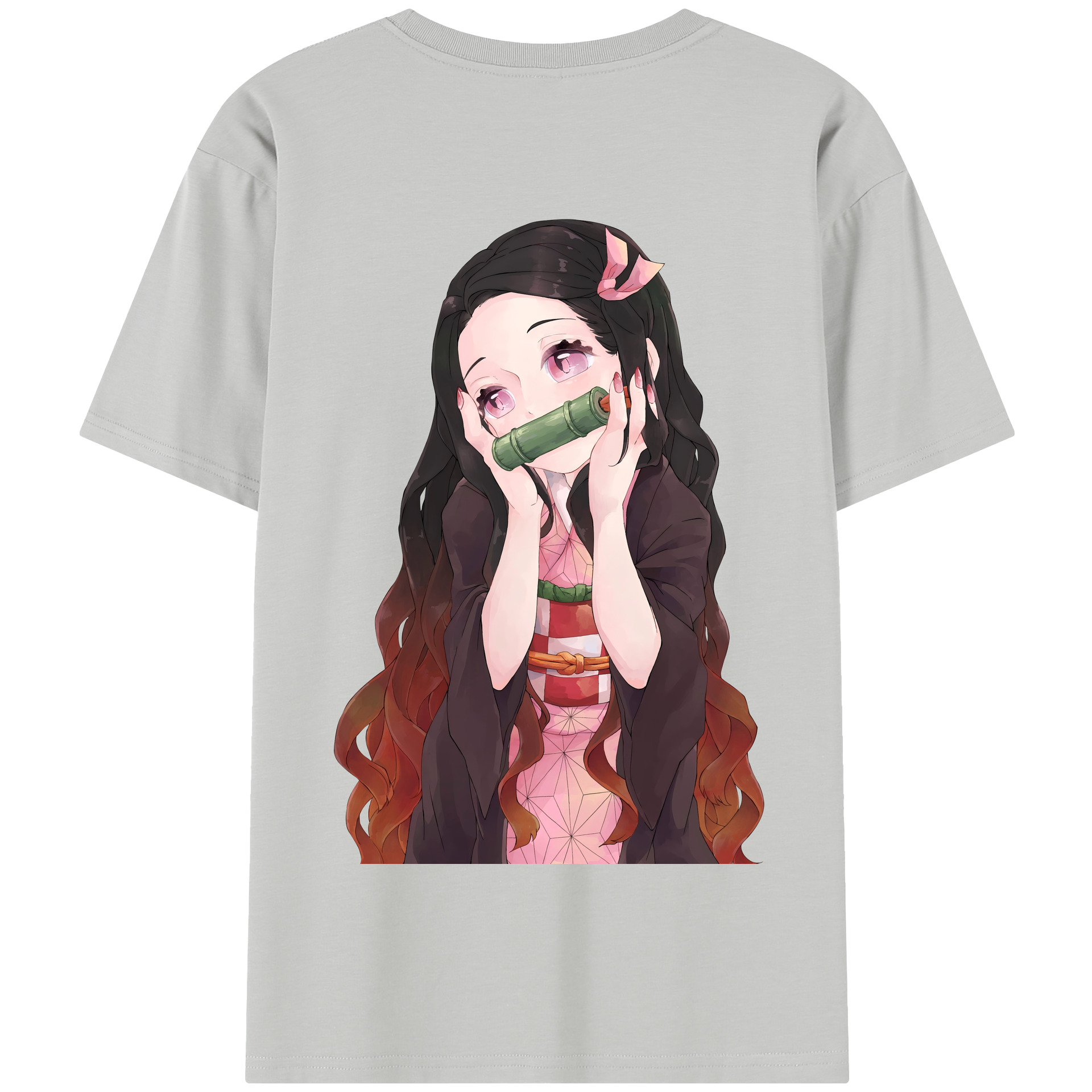 （画像用） 鬼滅の刃（きめつのやいば）竈門 禰󠄀豆子／かまど ねずこ Kamado Nezuko 綿100％半袖Tシャツ（背面プリント）