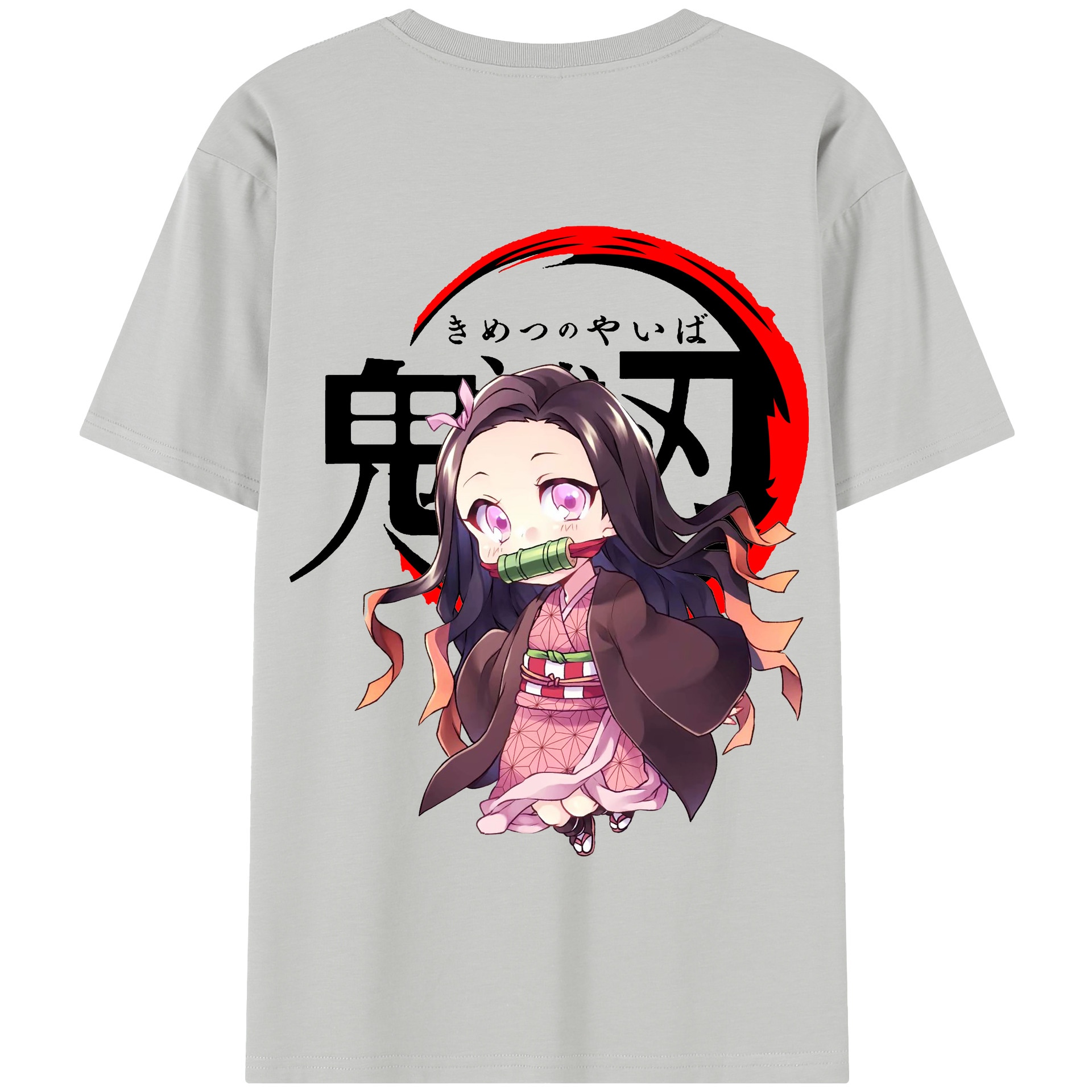 （画像用） 鬼滅の刃（きめつのやいば）竈門 禰󠄀豆子／かまど ねずこ Kamado Nezuko 綿100％半袖Tシャツ（背面プリント）