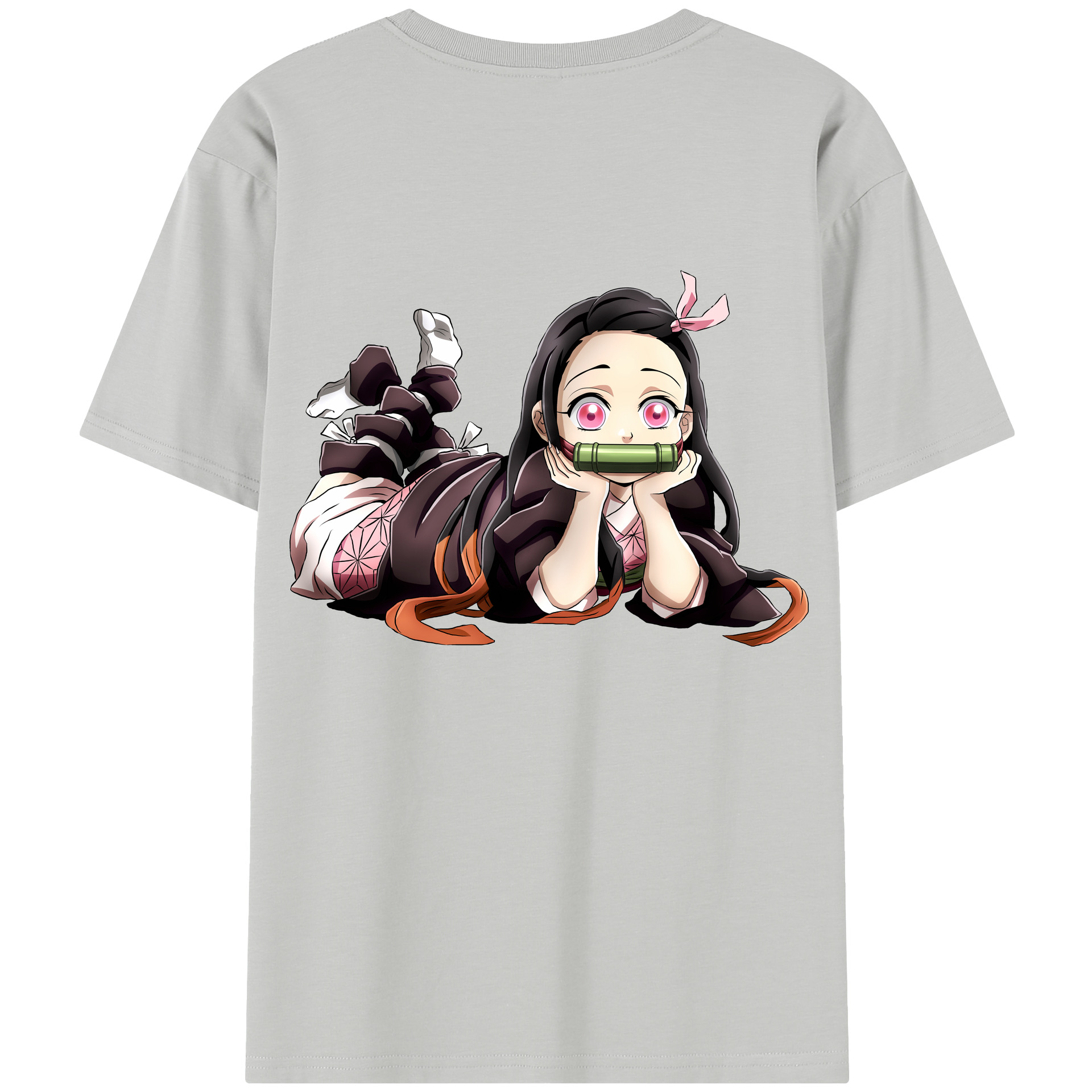 （画像用） 鬼滅の刃（きめつのやいば）竈門 禰󠄀豆子／かまど ねずこ Kamado Nezuko 綿100％半袖Tシャツ（背面プリント）