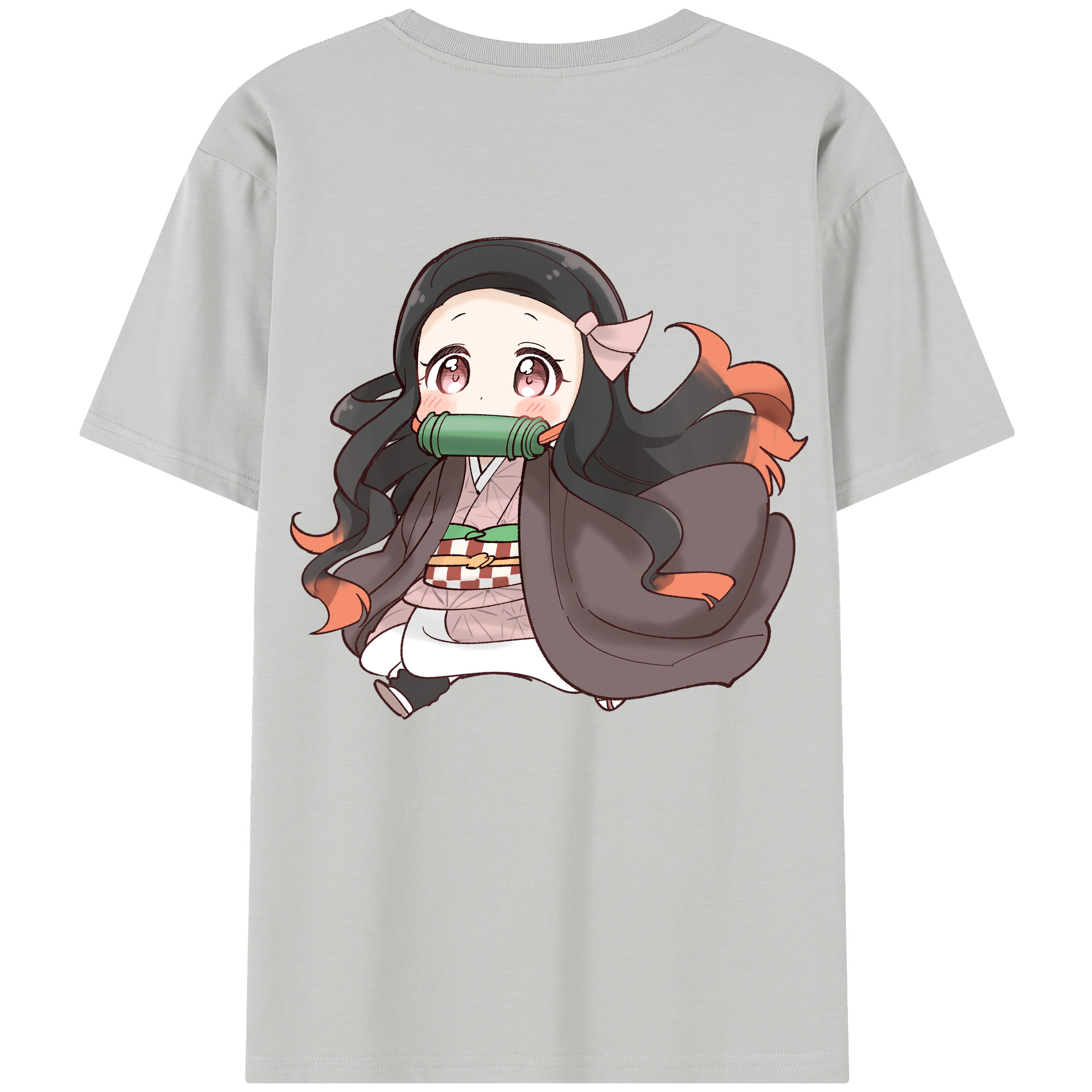 （画像用） 鬼滅の刃（きめつのやいば）竈門 禰󠄀豆子／かまど ねずこ Kamado Nezuko 綿100％半袖Tシャツ（背面プリント）