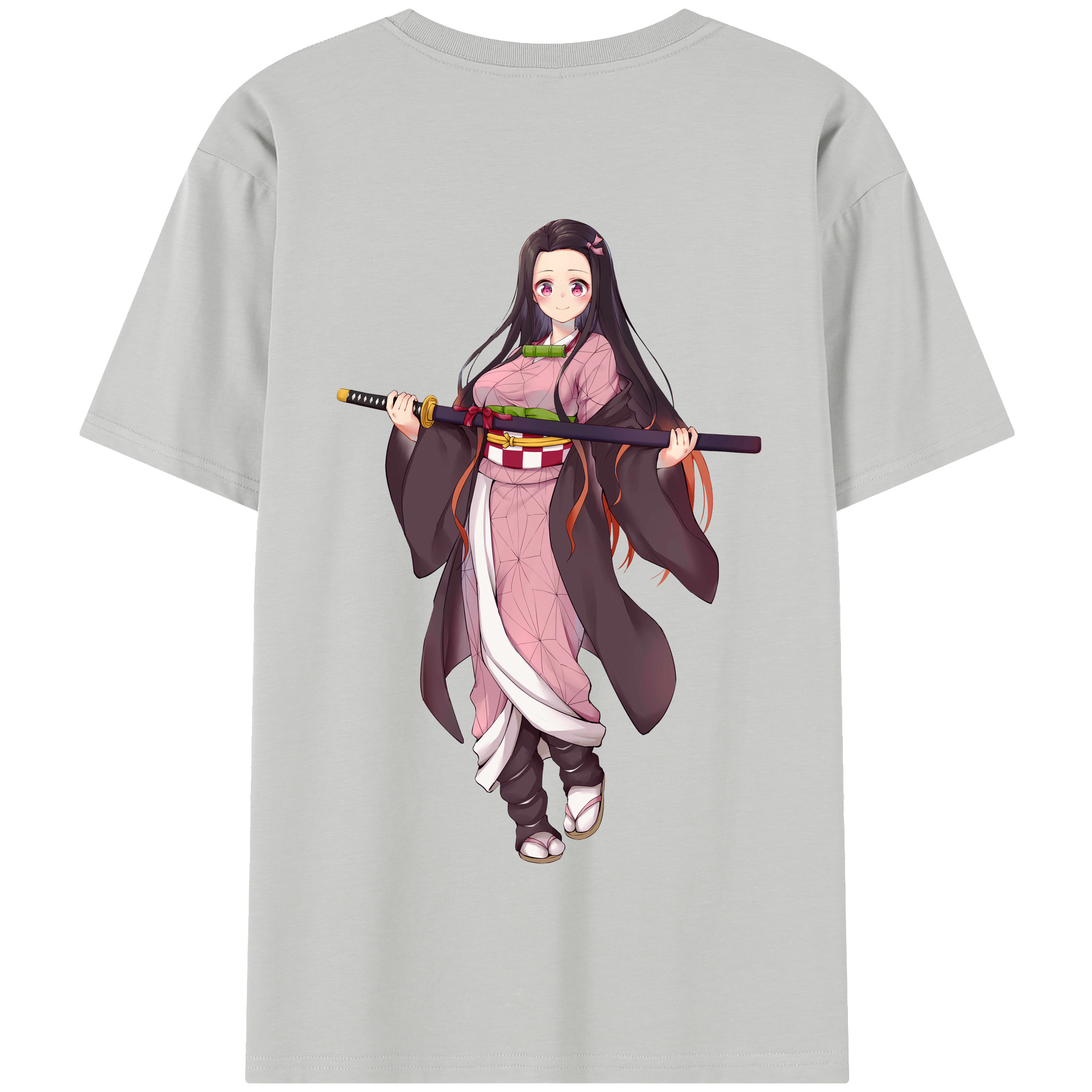 （画像用） 鬼滅の刃（きめつのやいば）竈門 禰󠄀豆子／かまど ねずこ Kamado Nezuko 綿100％半袖Tシャツ（背面プリント）