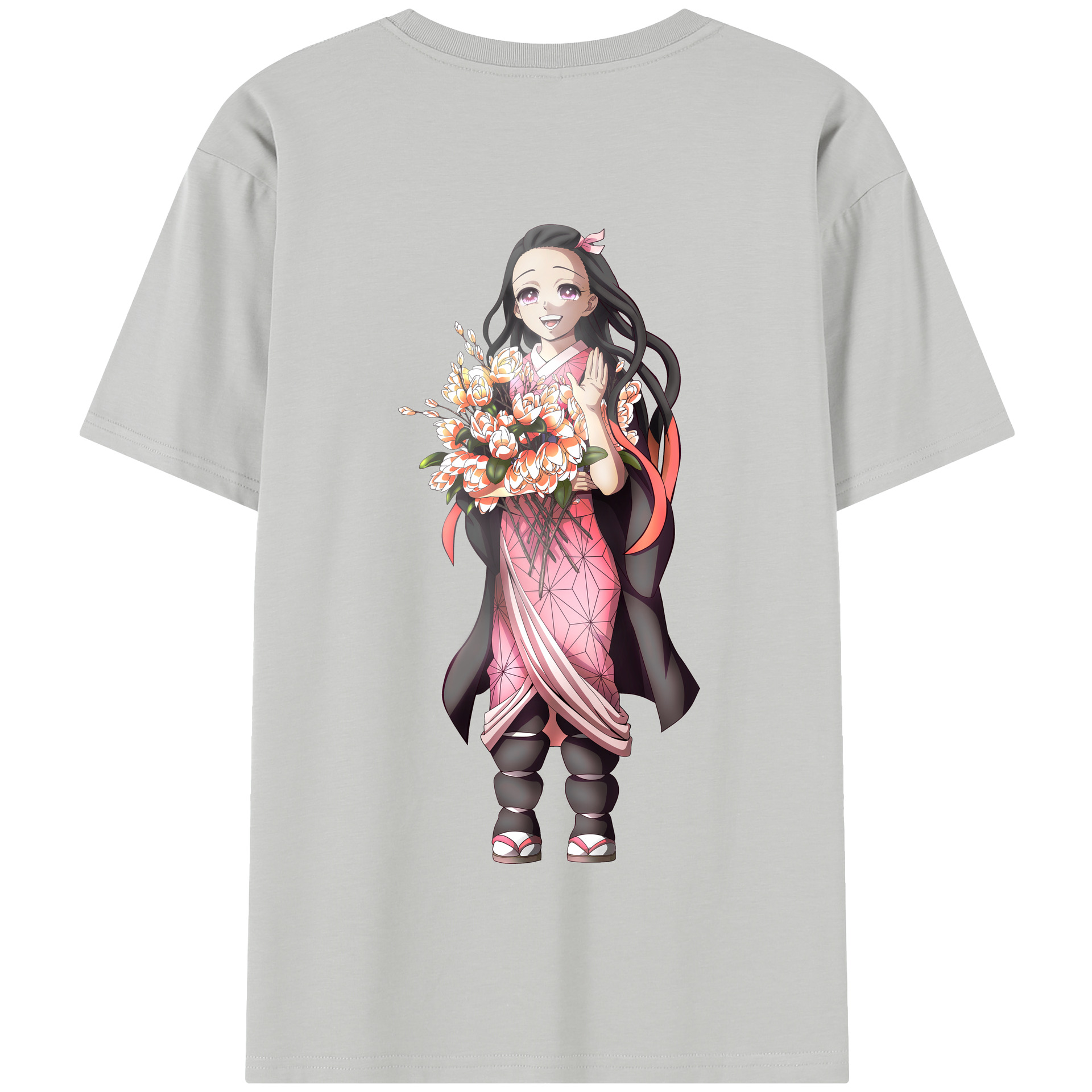 （画像用） 鬼滅の刃（きめつのやいば）竈門 禰󠄀豆子／かまど ねずこ Kamado Nezuko 綿100％半袖Tシャツ（背面プリント）
