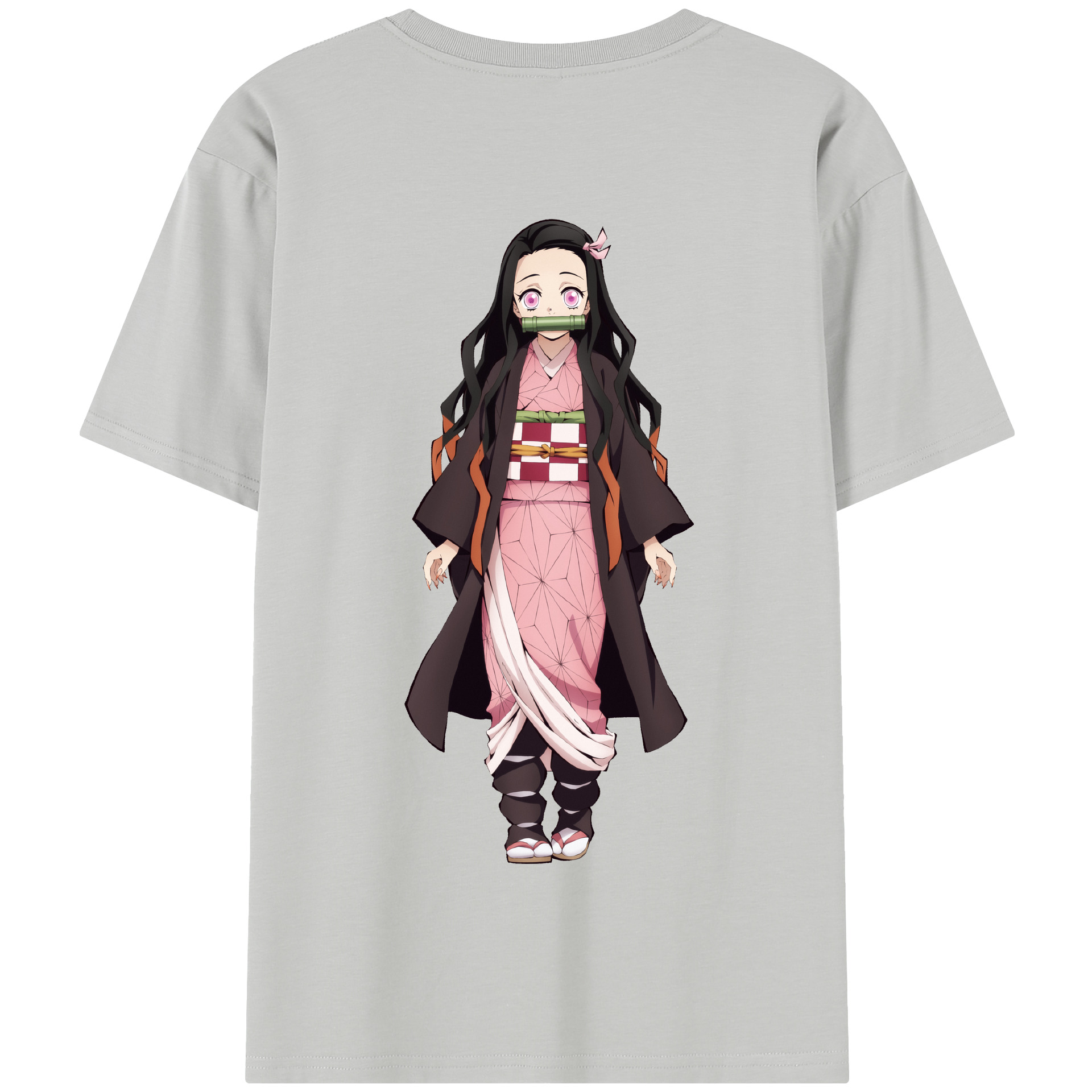 （画像用） 鬼滅の刃（きめつのやいば）竈門 禰󠄀豆子／かまど ねずこ Kamado Nezuko 綿100％半袖Tシャツ（背面プリント）