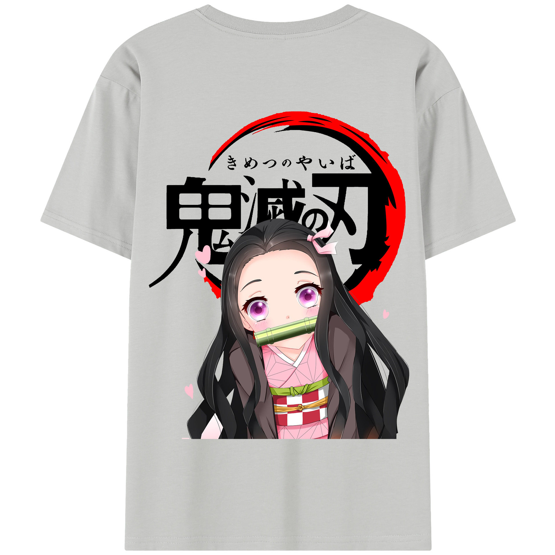 （画像用） 鬼滅の刃（きめつのやいば）竈門 禰󠄀豆子／かまど ねずこ Kamado Nezuko 綿100％半袖Tシャツ（背面プリント）