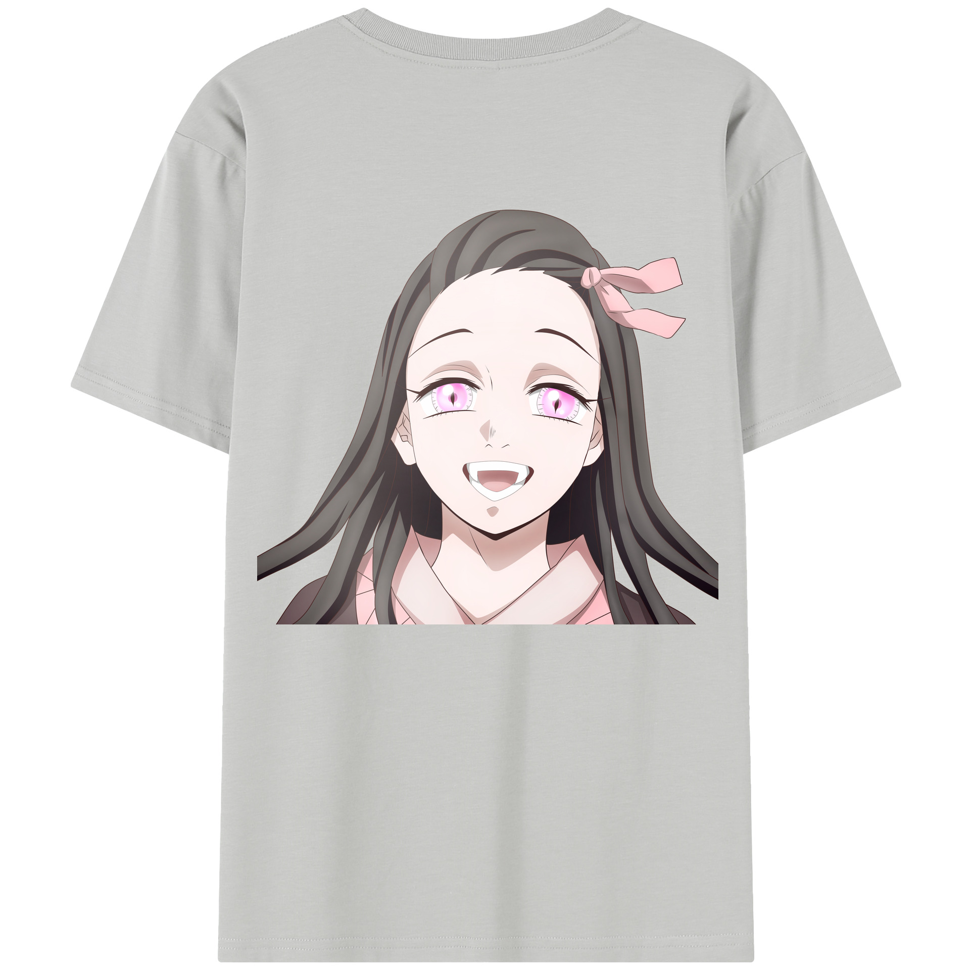 （画像用） 鬼滅の刃（きめつのやいば）竈門 禰󠄀豆子／かまど ねずこ Kamado Nezuko 綿100％半袖Tシャツ（背面プリント）