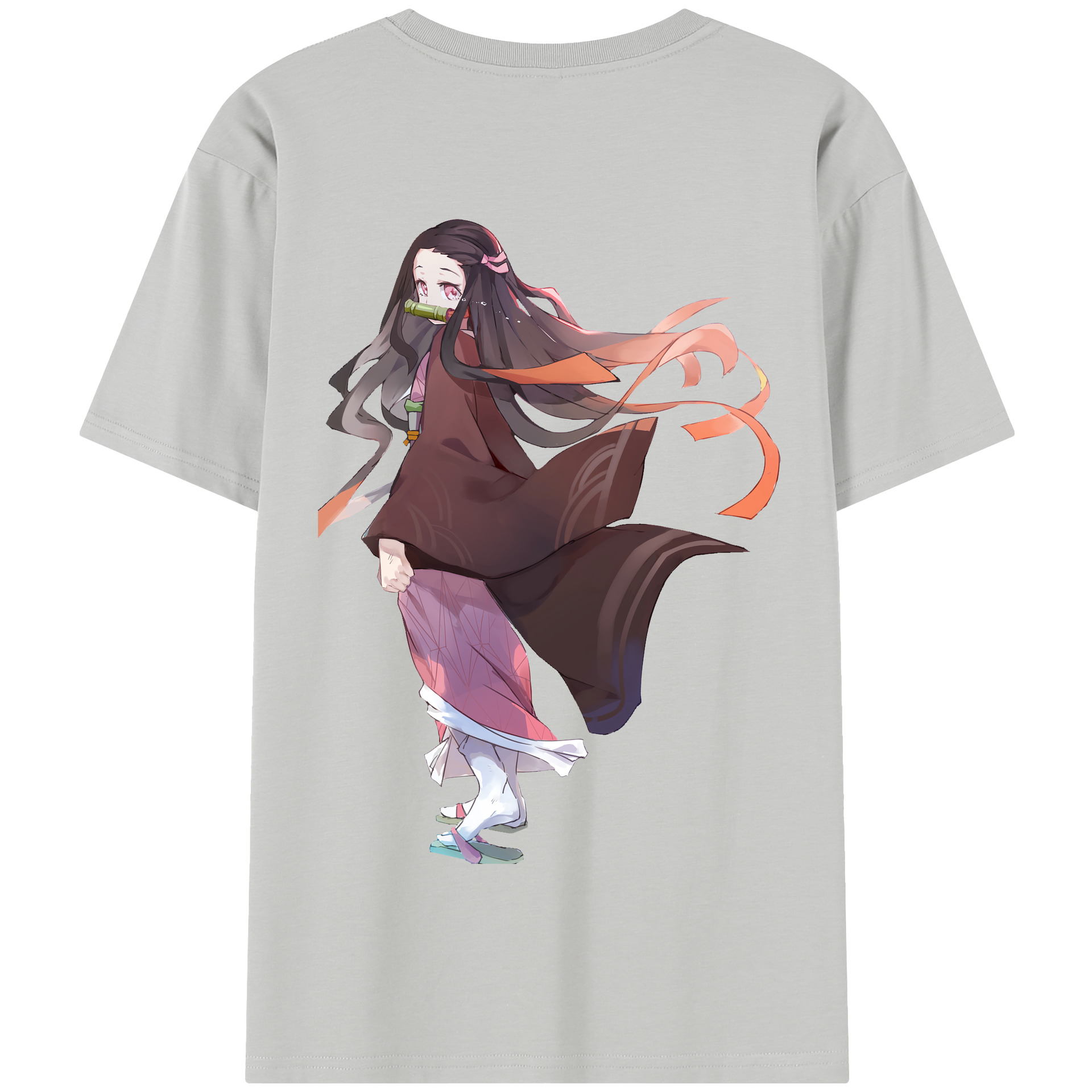 （画像用） 鬼滅の刃（きめつのやいば）竈門 禰󠄀豆子／かまど ねずこ Kamado Nezuko 綿100％半袖Tシャツ（背面プリント）