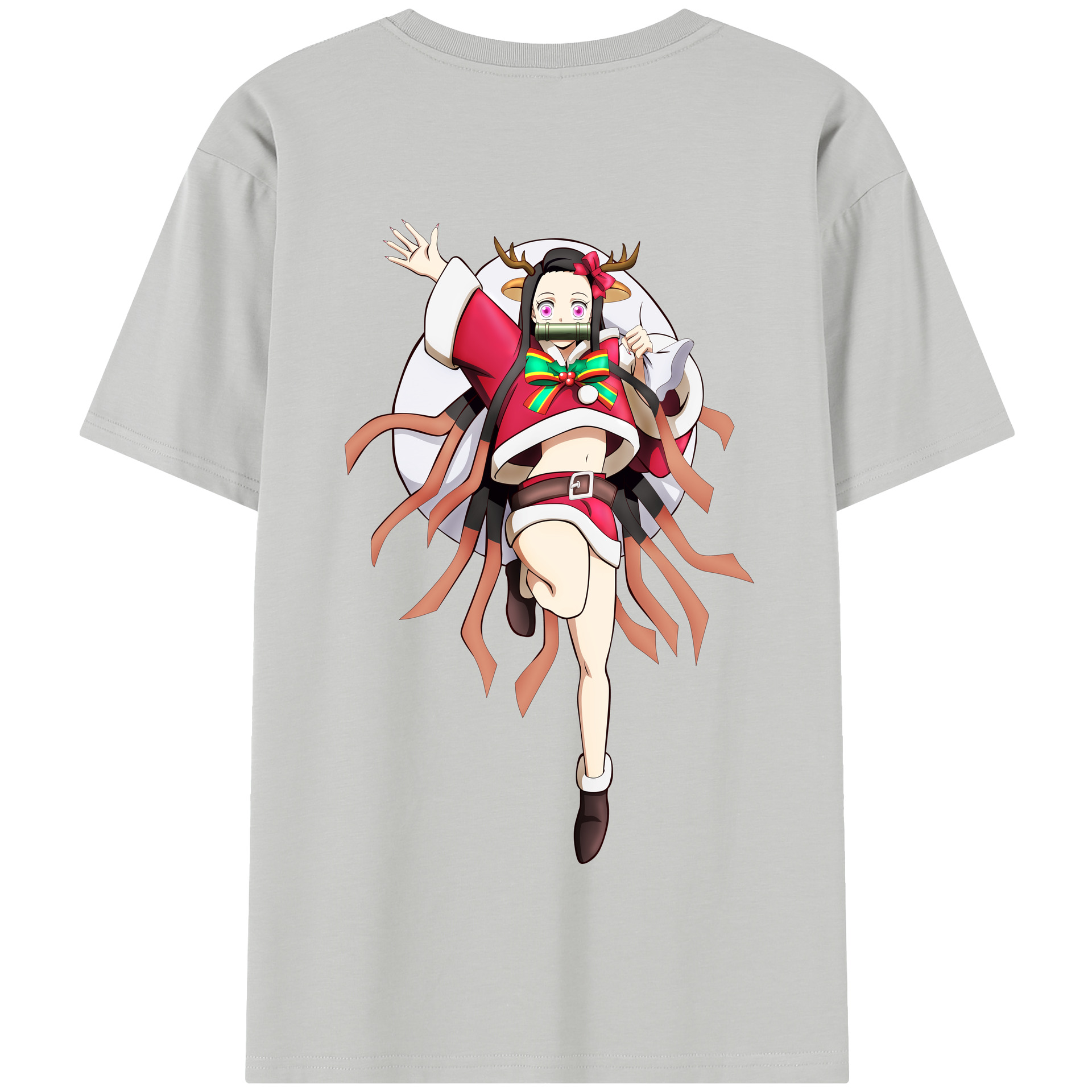 （画像用） 鬼滅の刃（きめつのやいば）竈門 禰󠄀豆子／かまど ねずこ Kamado Nezuko 綿100％半袖Tシャツ（背面プリント）
