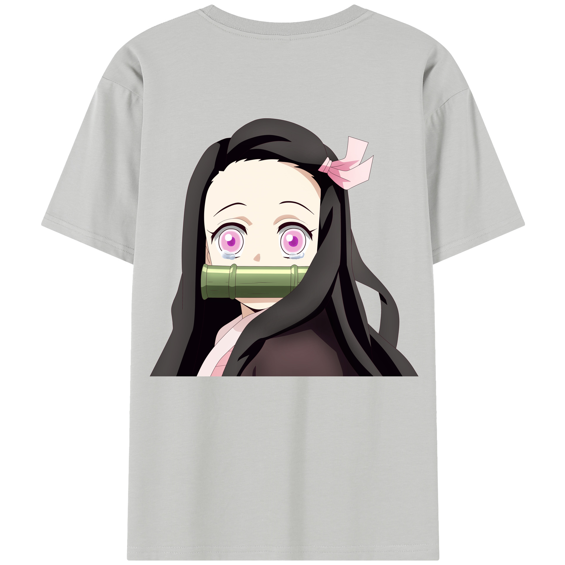 （画像用） 鬼滅の刃（きめつのやいば）竈門 禰󠄀豆子／かまど ねずこ Kamado Nezuko 綿100％半袖Tシャツ（背面プリント）