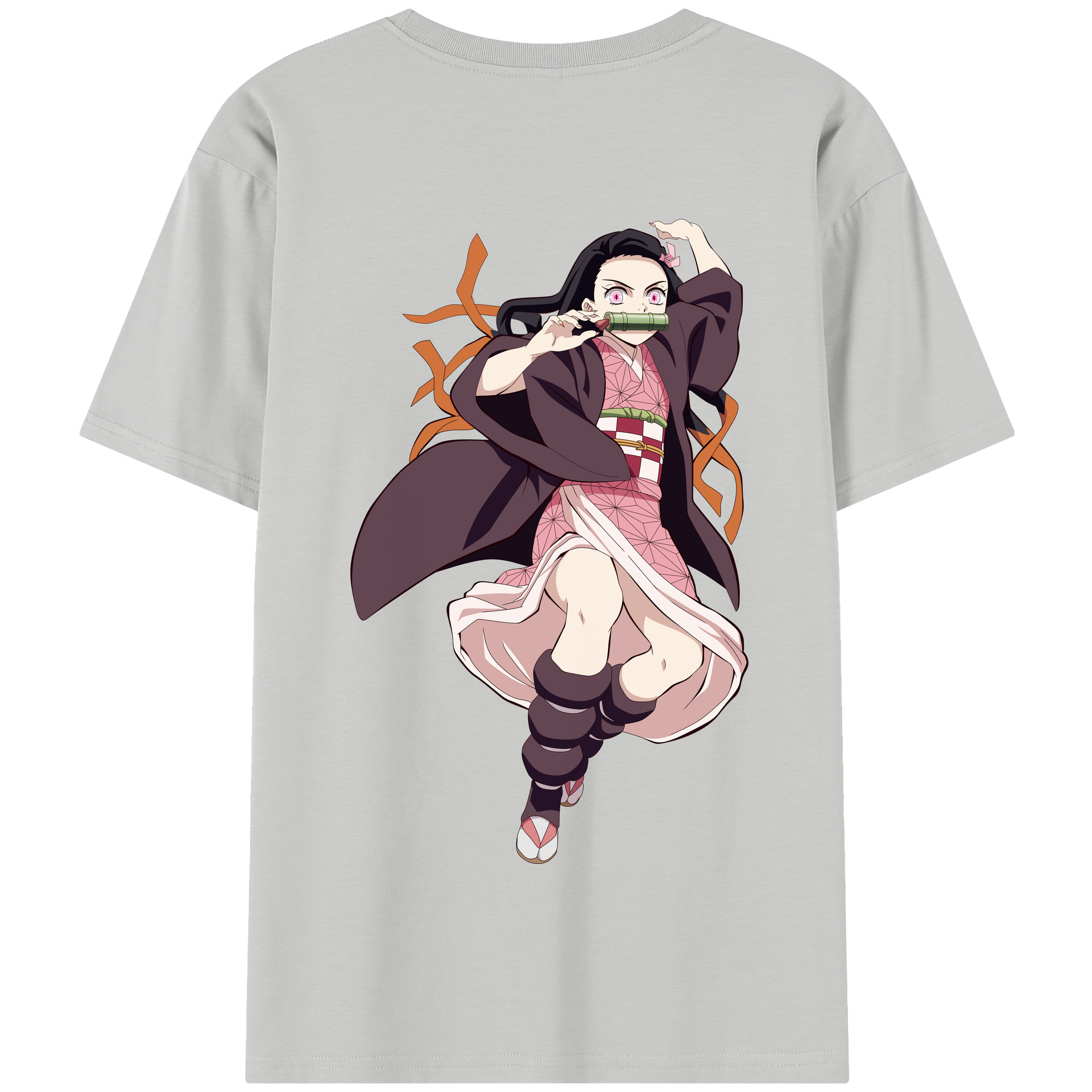 （画像用） 鬼滅の刃（きめつのやいば）竈門 禰󠄀豆子／かまど ねずこ Kamado Nezuko 綿100％半袖Tシャツ（背面プリント）