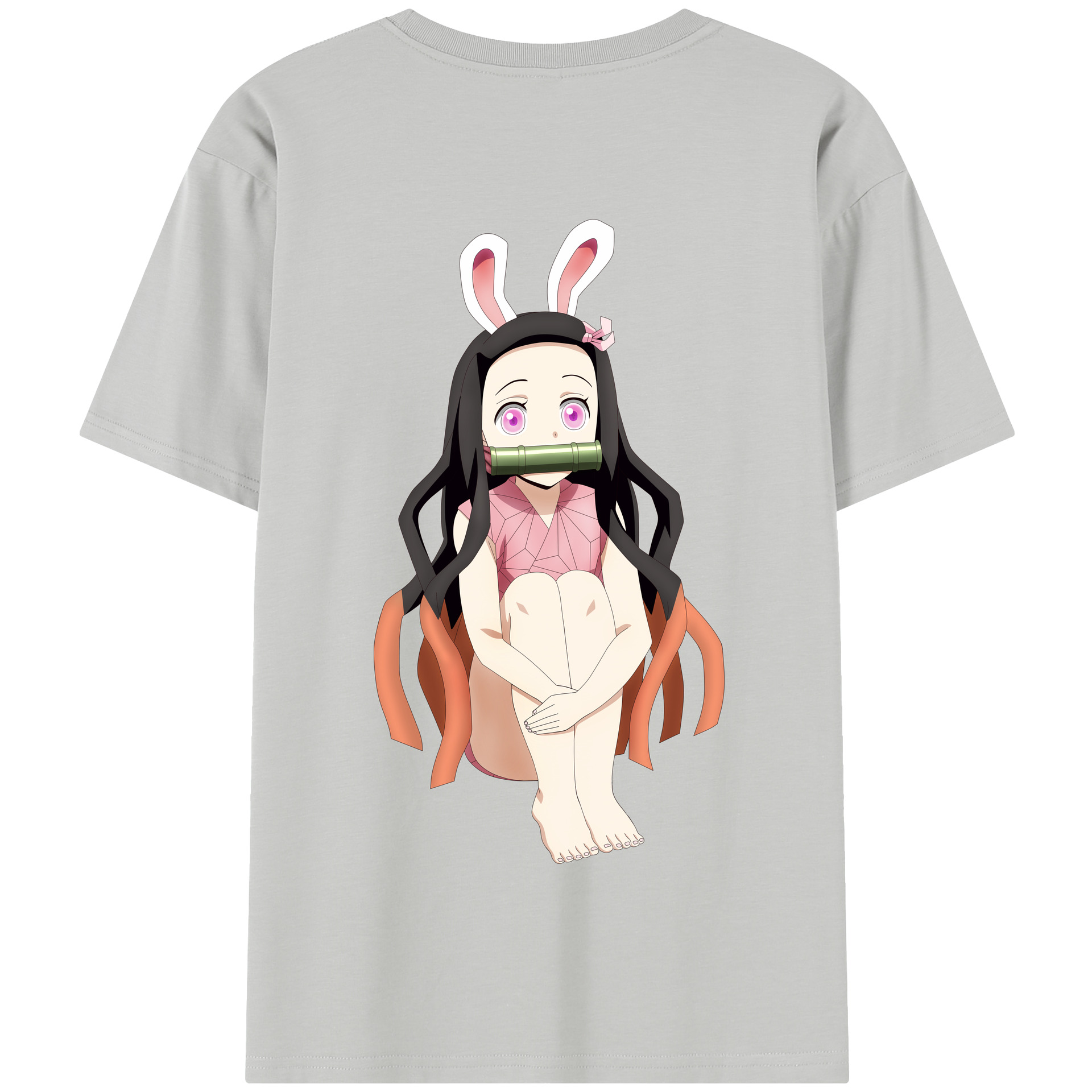 （画像用） 鬼滅の刃（きめつのやいば）竈門 禰󠄀豆子／かまど ねずこ Kamado Nezuko 綿100％半袖Tシャツ（背面プリント）