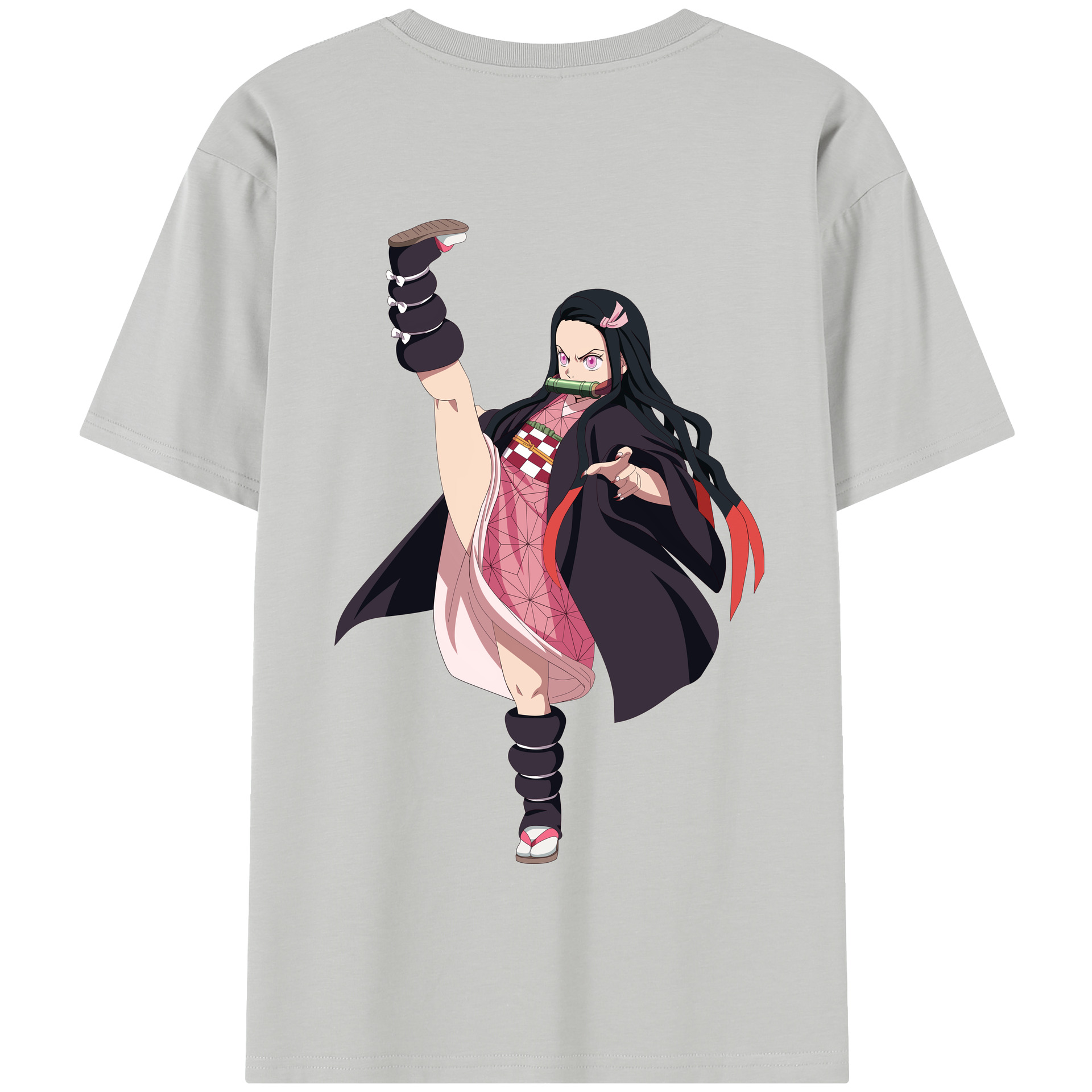 （画像用） 鬼滅の刃（きめつのやいば）竈門 禰󠄀豆子／かまど ねずこ Kamado Nezuko 綿100％半袖Tシャツ（背面プリント）