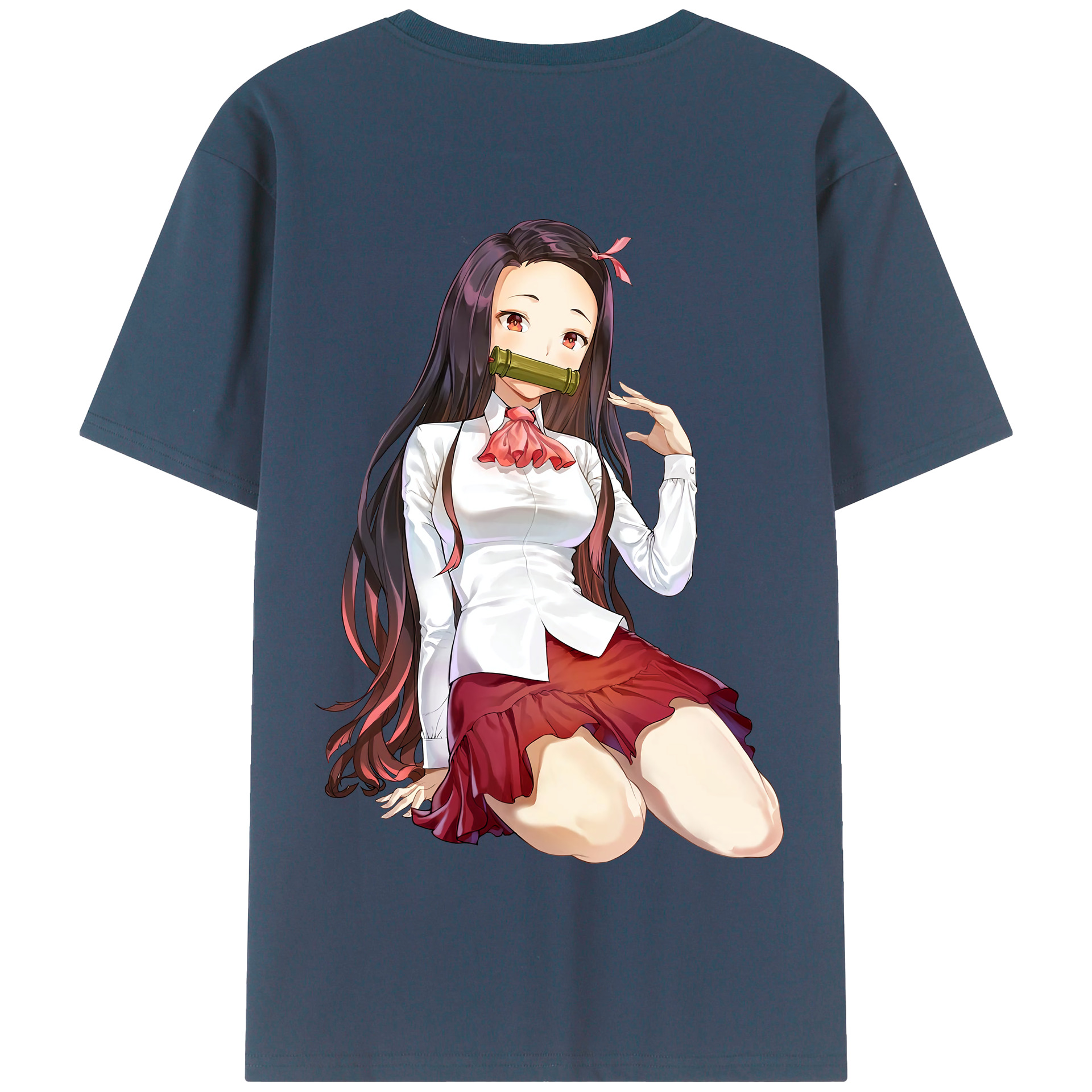 （画像用） 鬼滅の刃（きめつのやいば）竈門 禰󠄀豆子／かまど ねずこ Kamado Nezuko 綿100％半袖Tシャツ（背面プリント）