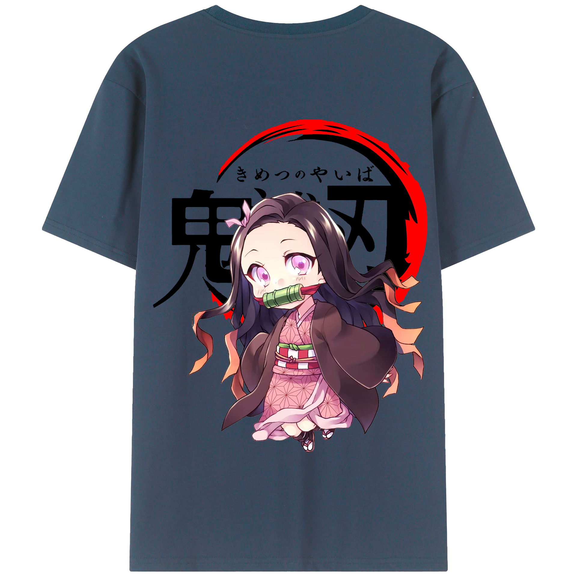 （画像用） 鬼滅の刃（きめつのやいば）竈門 禰󠄀豆子／かまど ねずこ Kamado Nezuko 綿100％半袖Tシャツ（背面プリント）